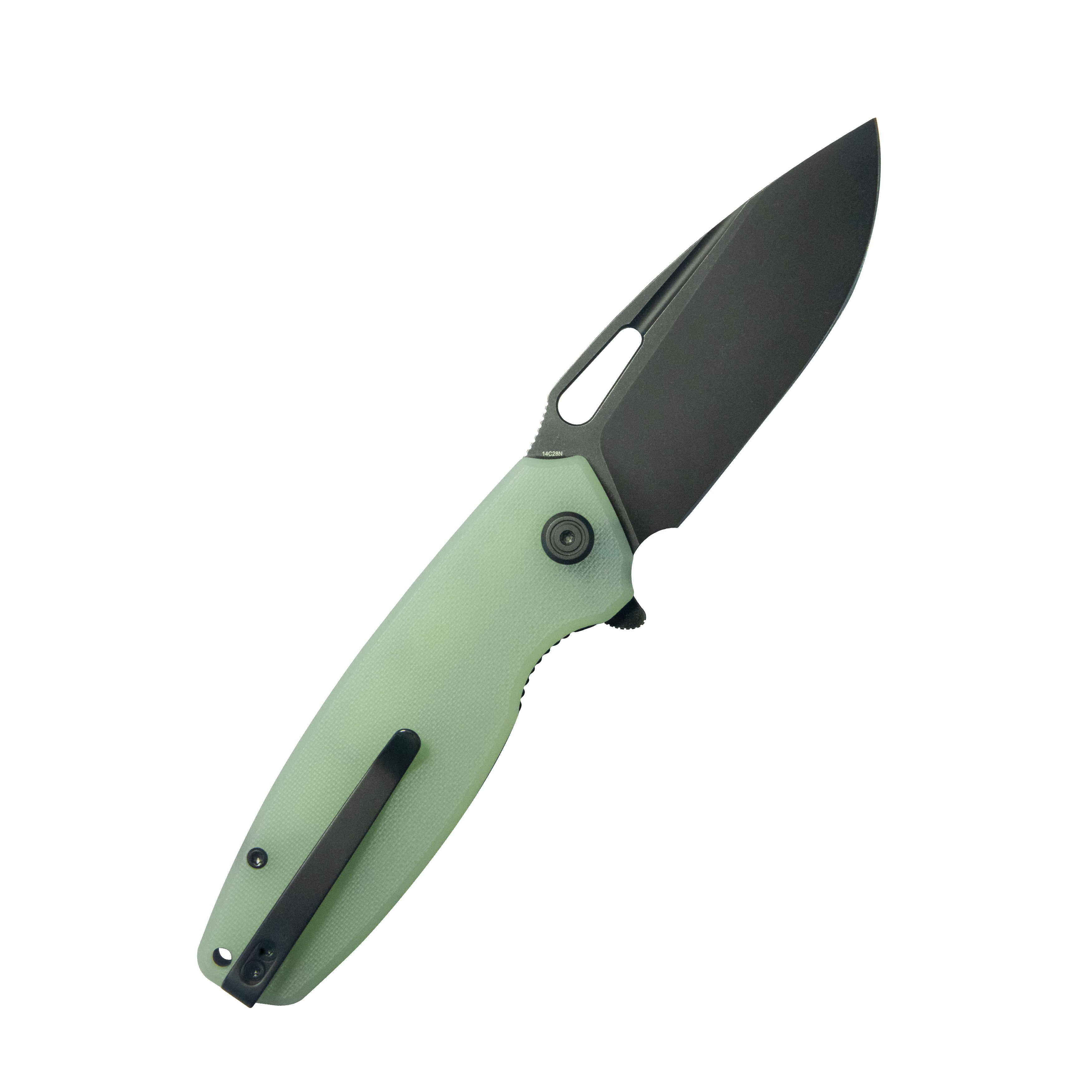 Tityus Liner Lock Flipper Folding Knife Jade Handle 3.39" Blackwash 14C28N KU322X