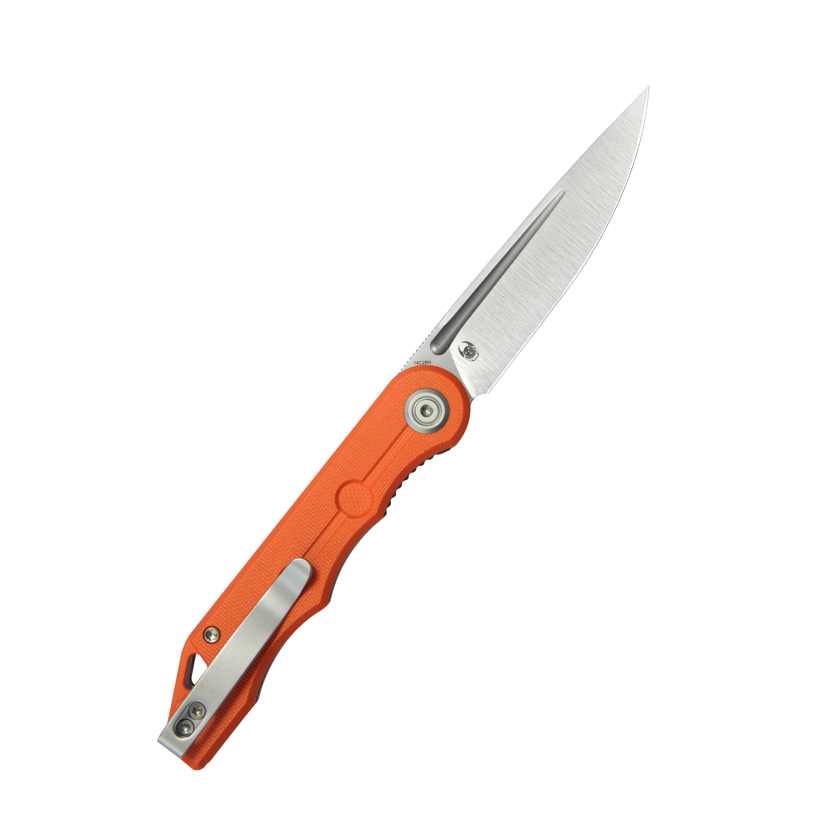 Kubey Mizo Liner Lock Front Flipper Folding Knife Orange G10 Handle 3.15" Satin 14C28N KU2101H
