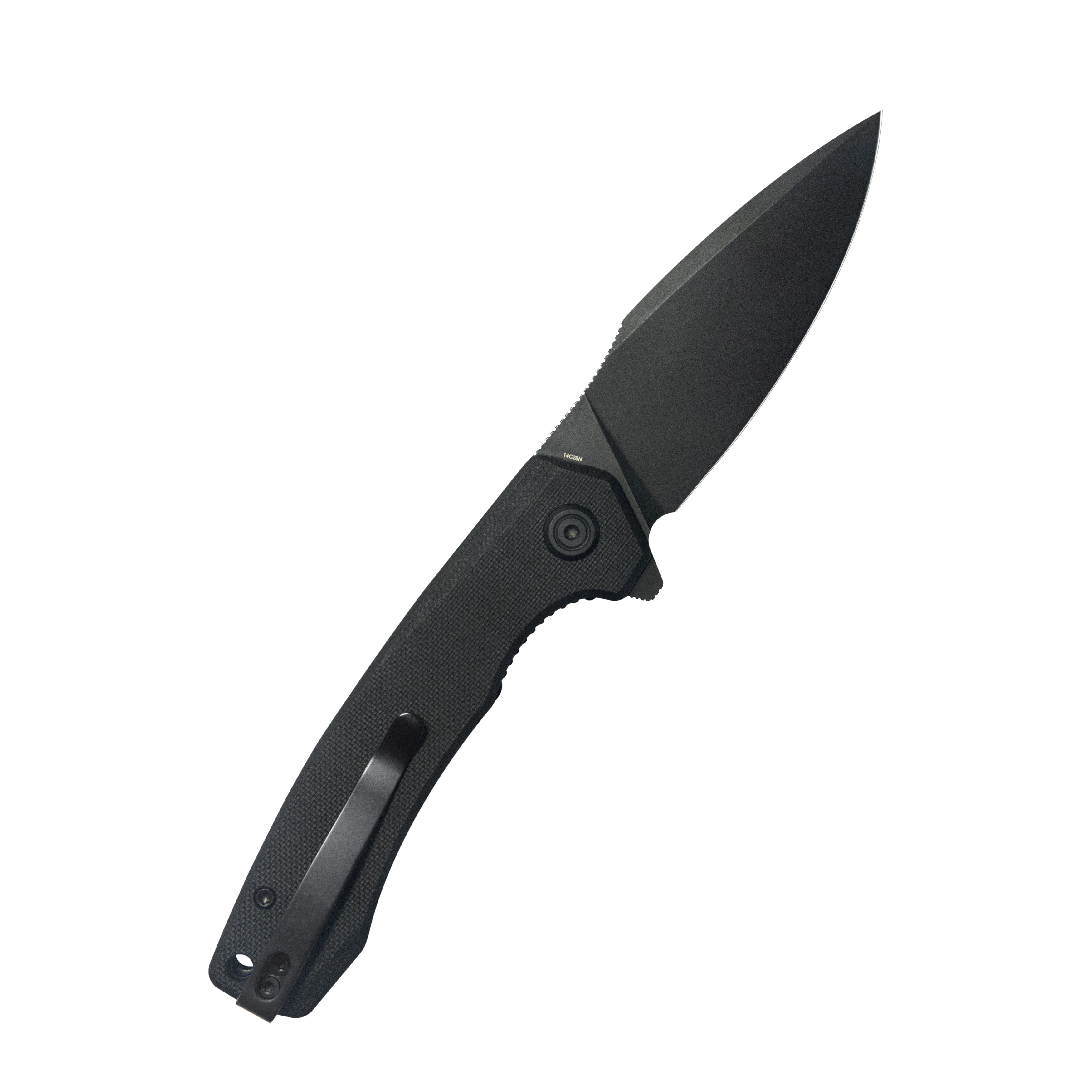 Calyce Liner Lock Flipper Folding Knife Black G10 Handle 3.27" Blackwashed 14C28N KU901Y
