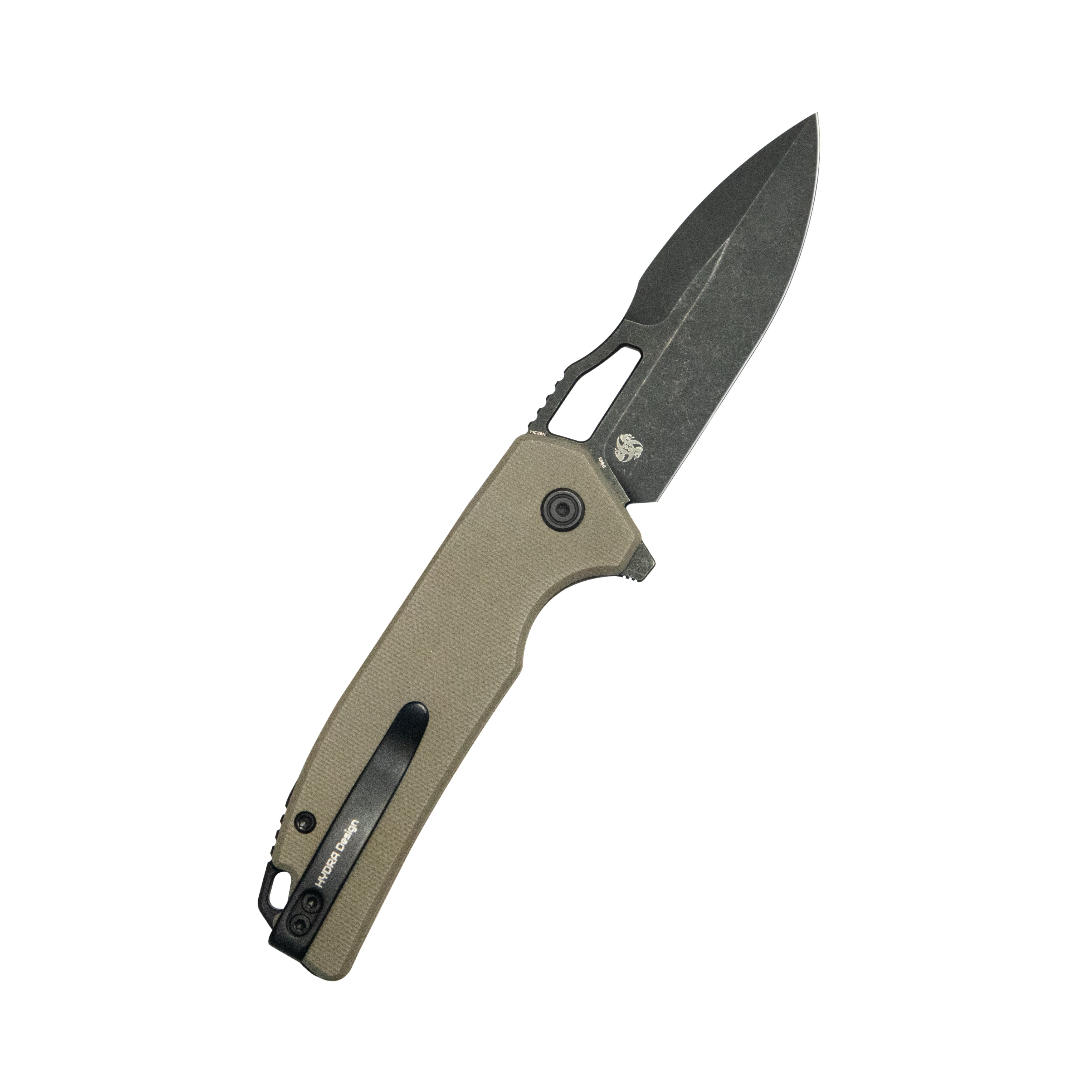 Kubey RDF Pocket Knife Tan G-10 Handle 3.11" Blackwash 14C28N Blade Knife KU316L