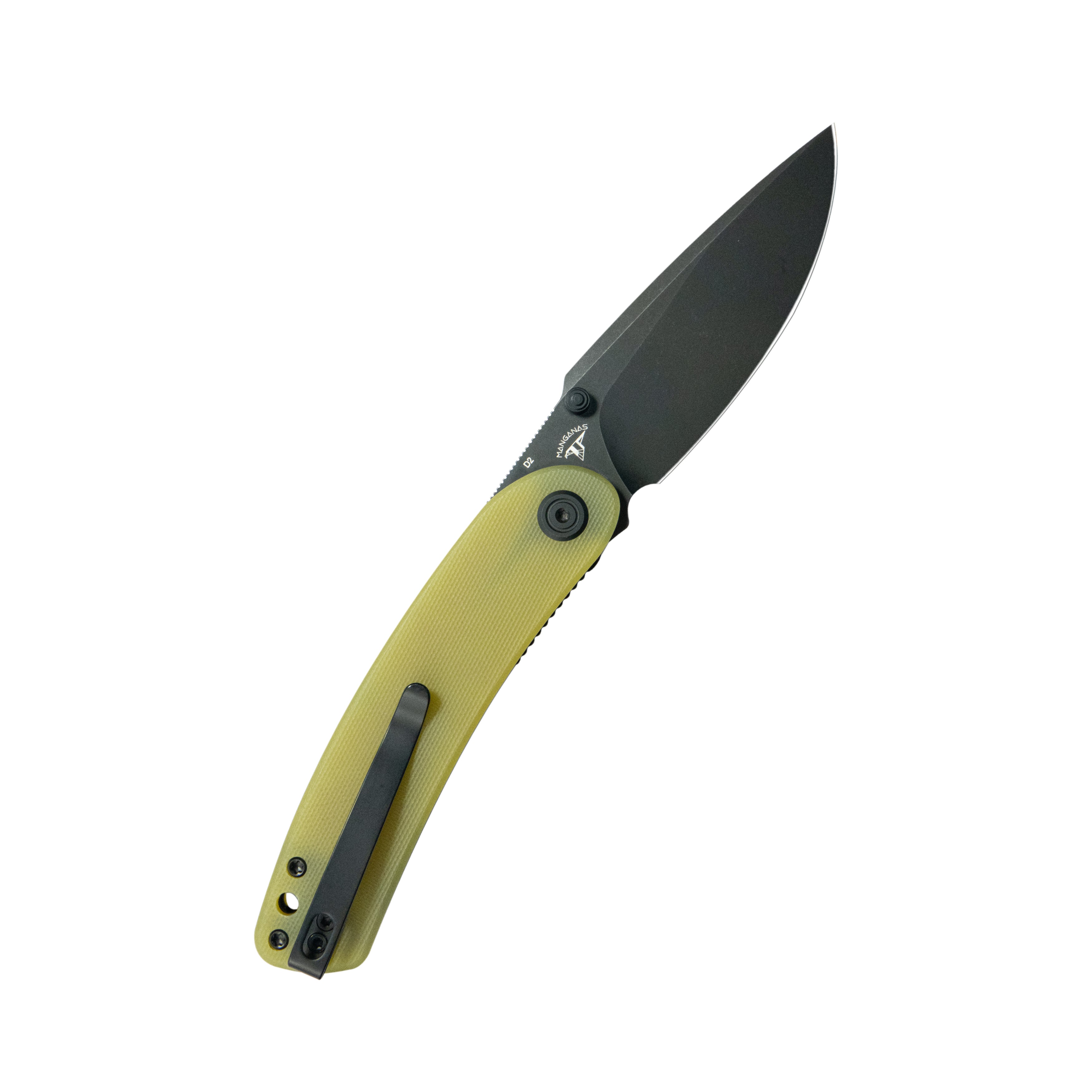 Kubey Momentum Liner Lock Folding Knife Translucent Yellow G10 Handle 3.43" Blackwash D2 KU344O