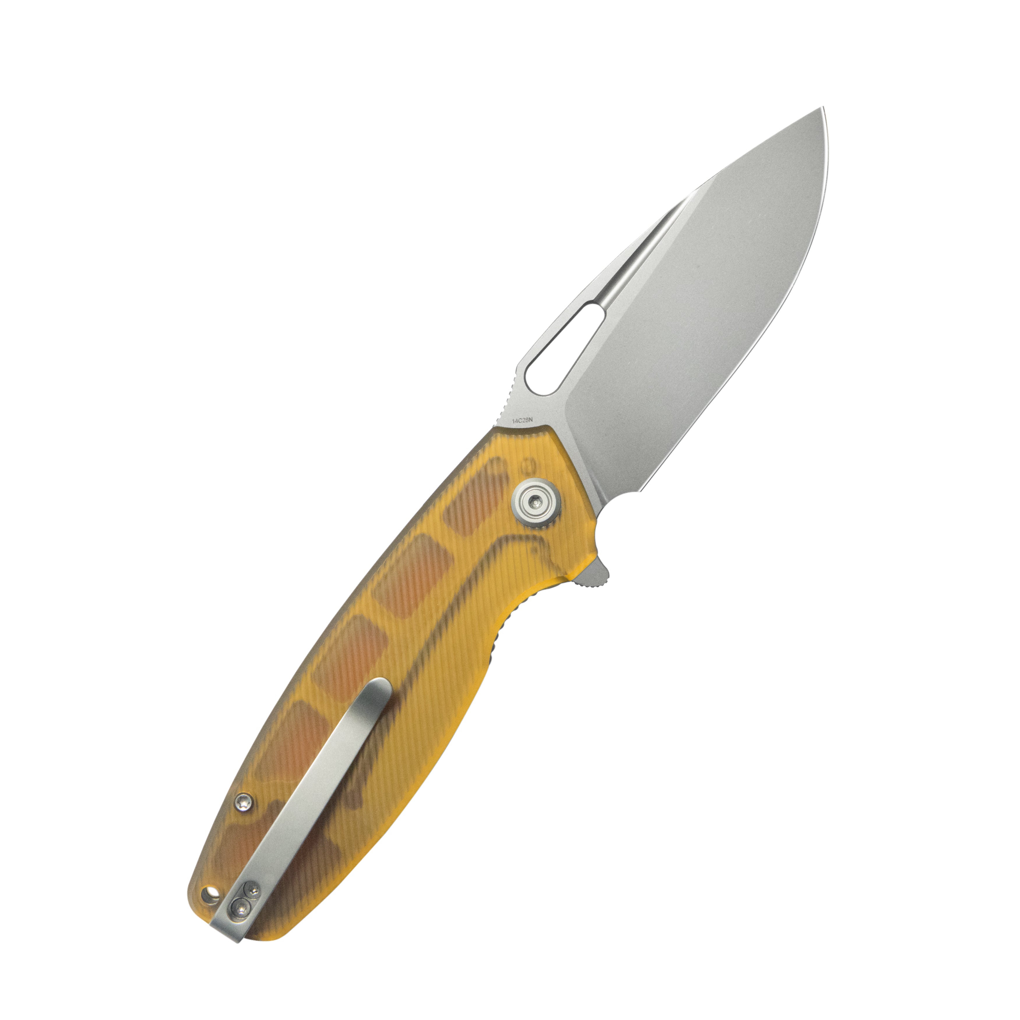 Kubey Tityus Liner Lock Flipper Folding Knife Ultem Handle 3.39" Beadblast 14C28N KU322R