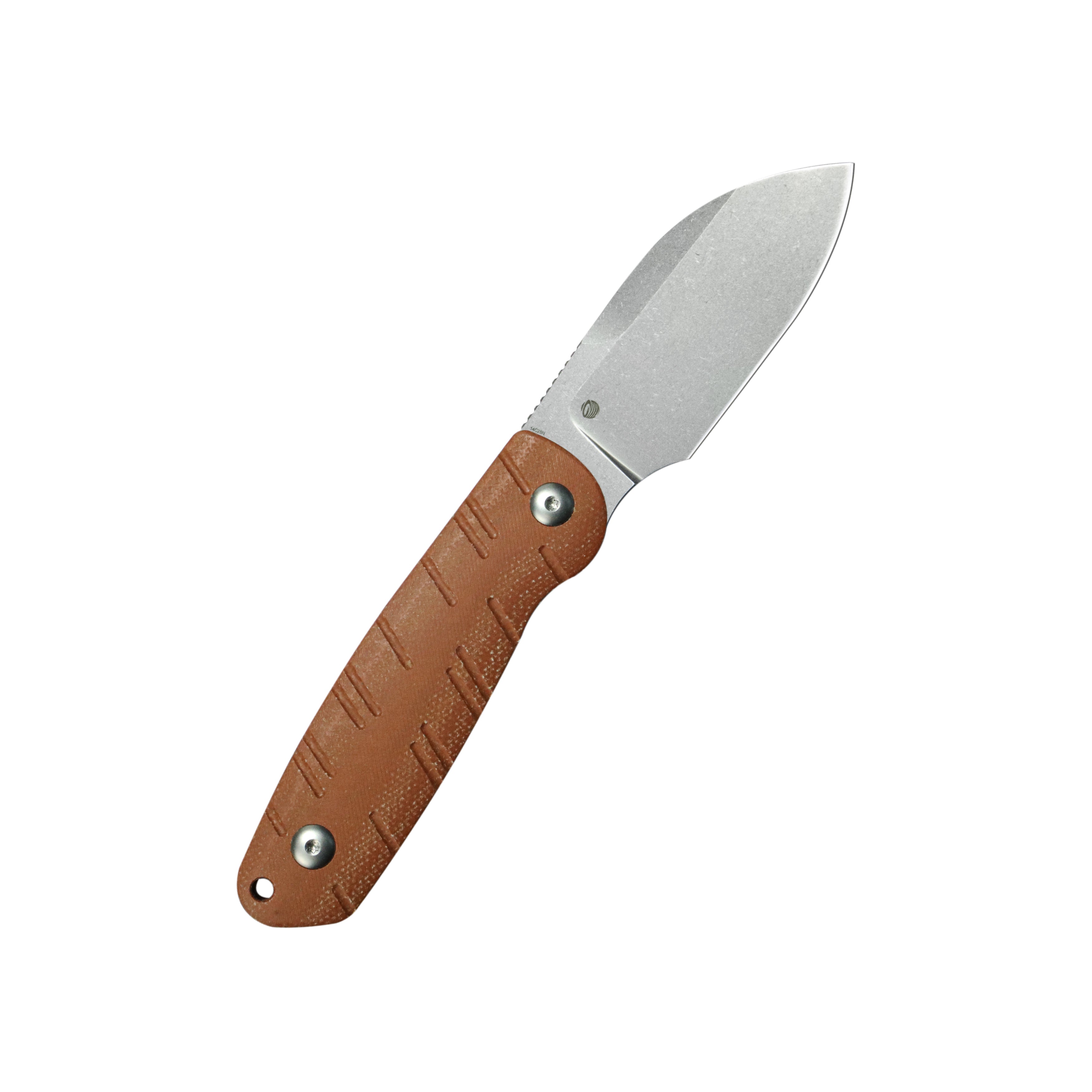 Kubey Microburst Fixed Blade Knife Brown Micarta Handle 2.95" Beadblast 14C28N Blade KU455B
