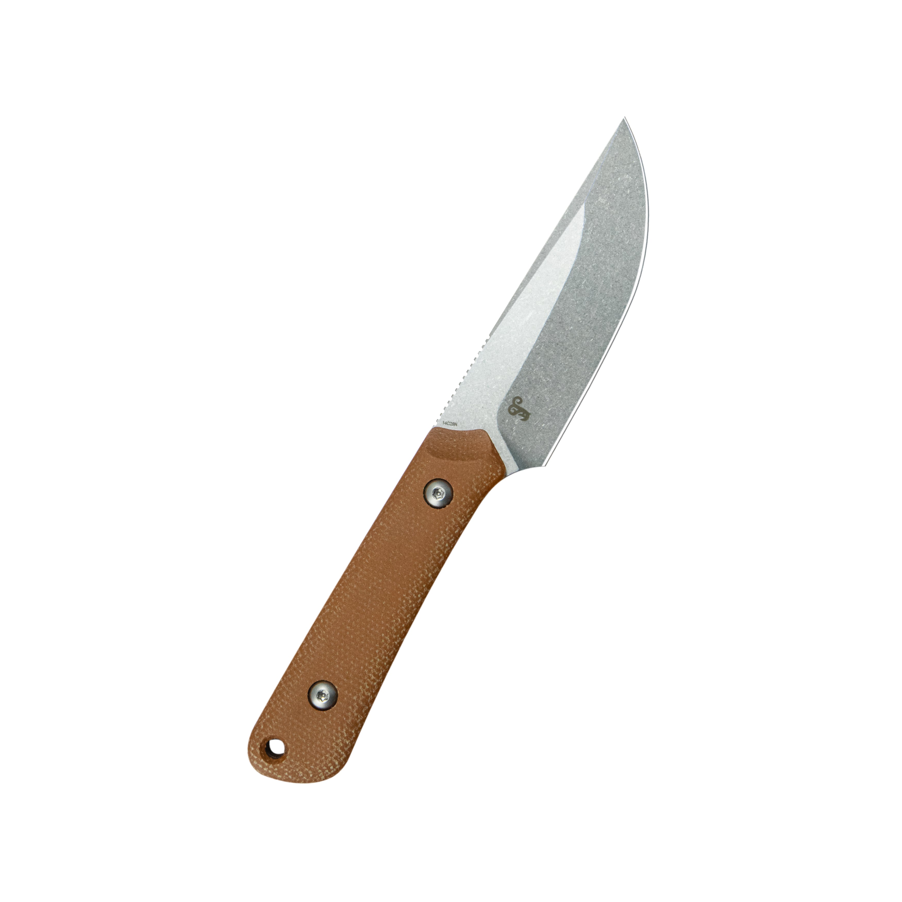 Kubey Thorn Fixed Blade Knife Brown Micarta Handle 2.8" Beadblast 14C28N Blade KU413E