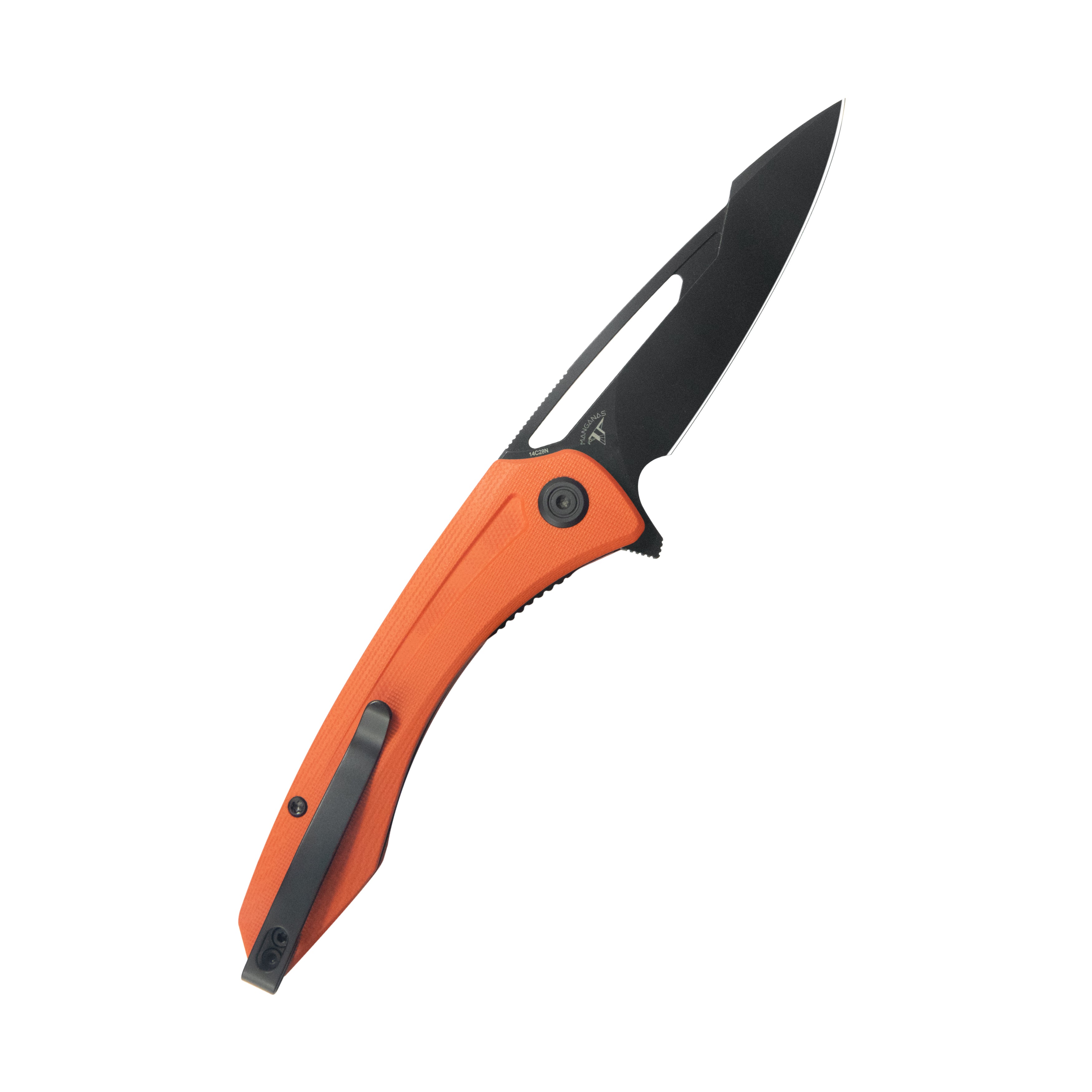 Merced Folding Knife 3.46" Blackwash 14c28n Blade With Durable Orange G10 Handle Reliable Tactical Pocket Knife KU345N