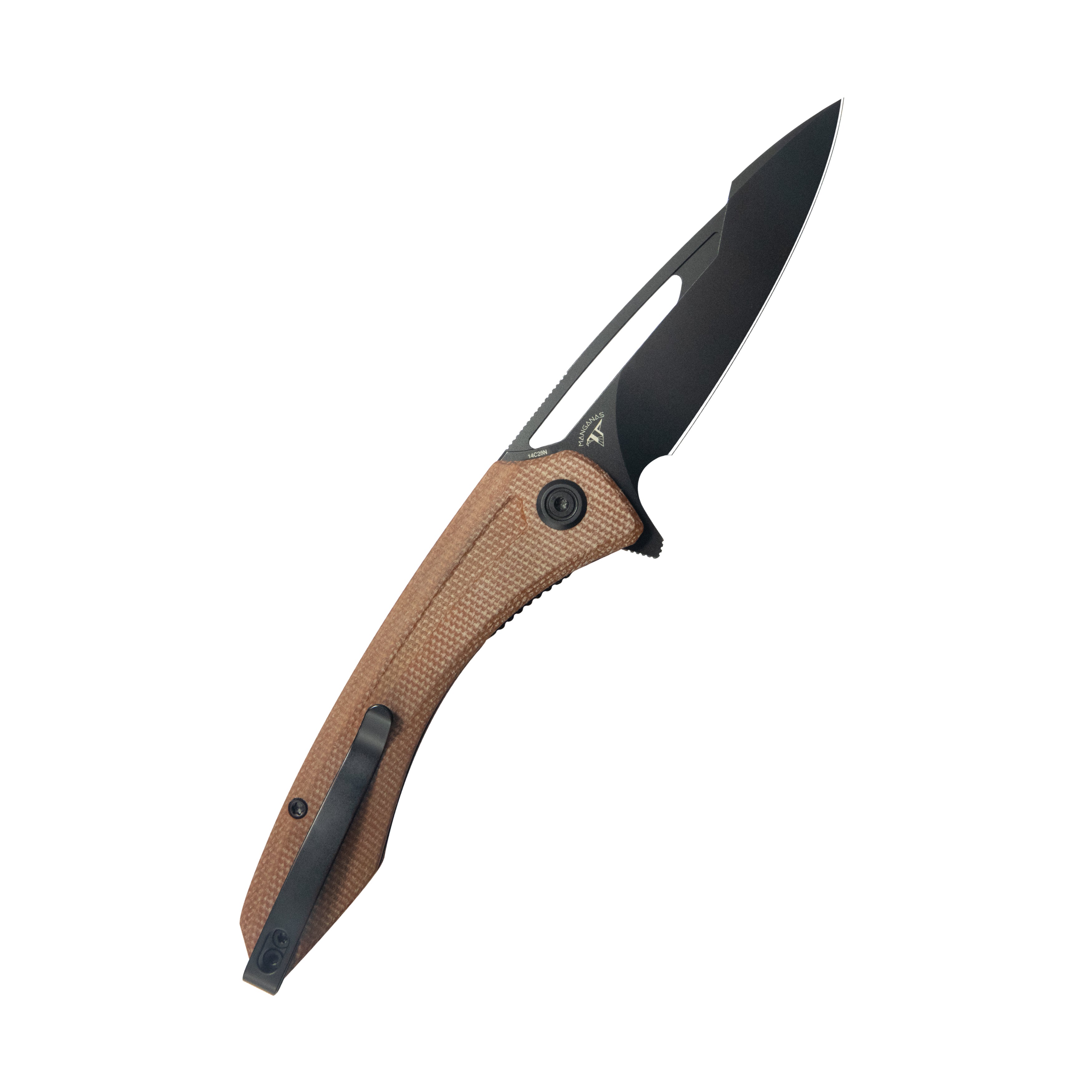 Merced Folding Knife 3.46" Blackwash 14c28n Blade With Durable Tan Micarta Handle Reliable Tactical Pocket Knife KU345O
