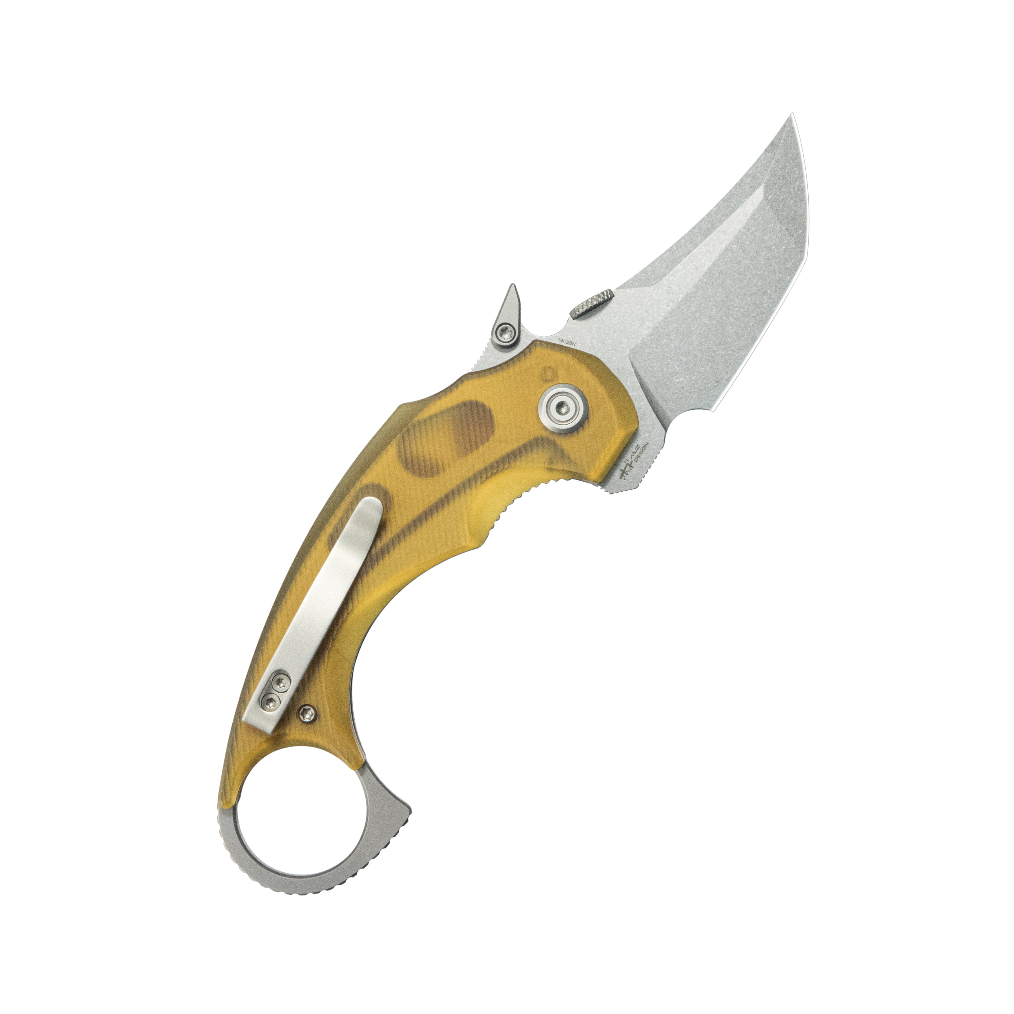 Kubey Jaw Tanto Karambit Folding Knife Ultem Handle 2.52" Sandblast 14C28N Blade KU439C