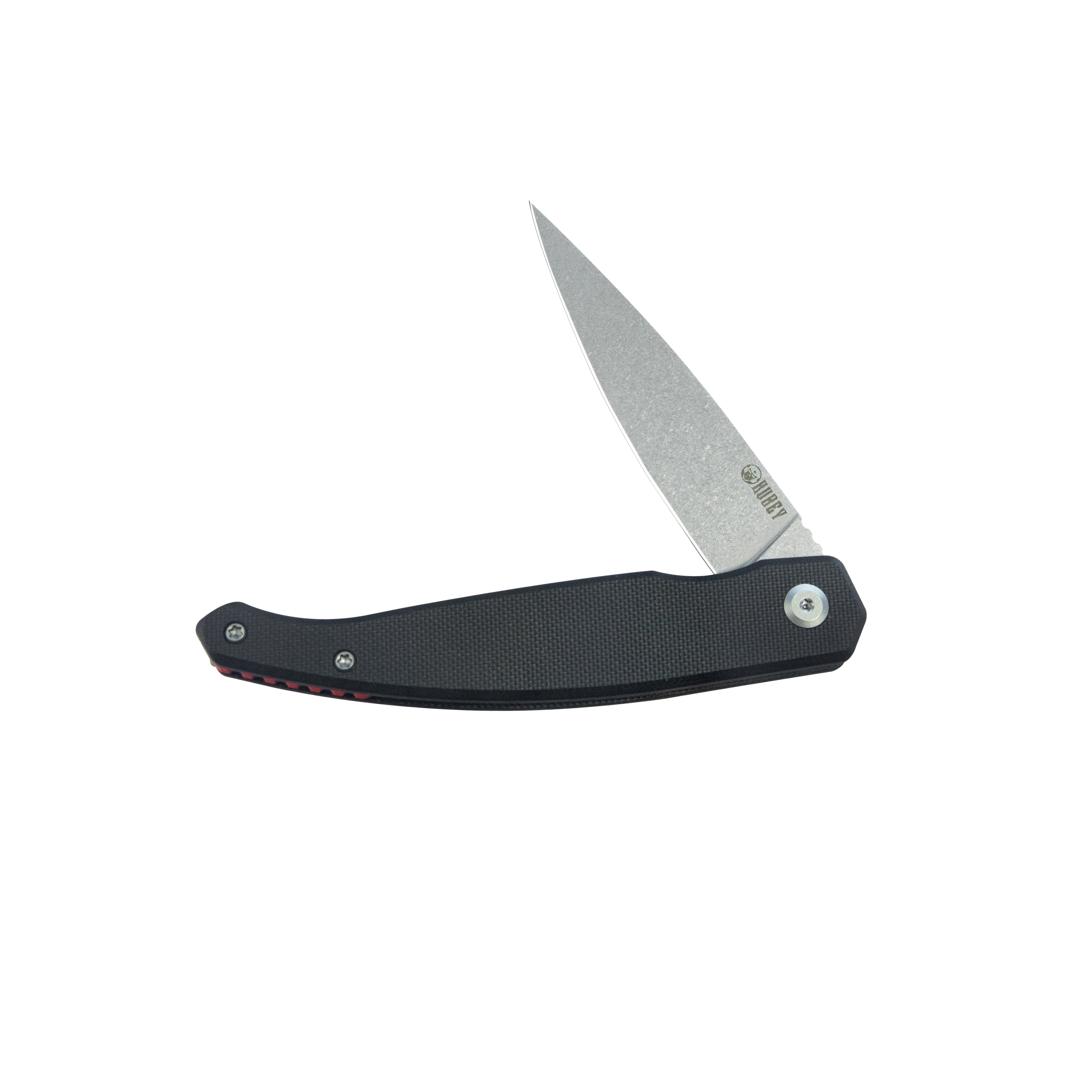 Kubey MOS Outdoor Flipper Folding Knife Black G-10 Handle 3.27" Stonewash 14C28N Blade KU361A