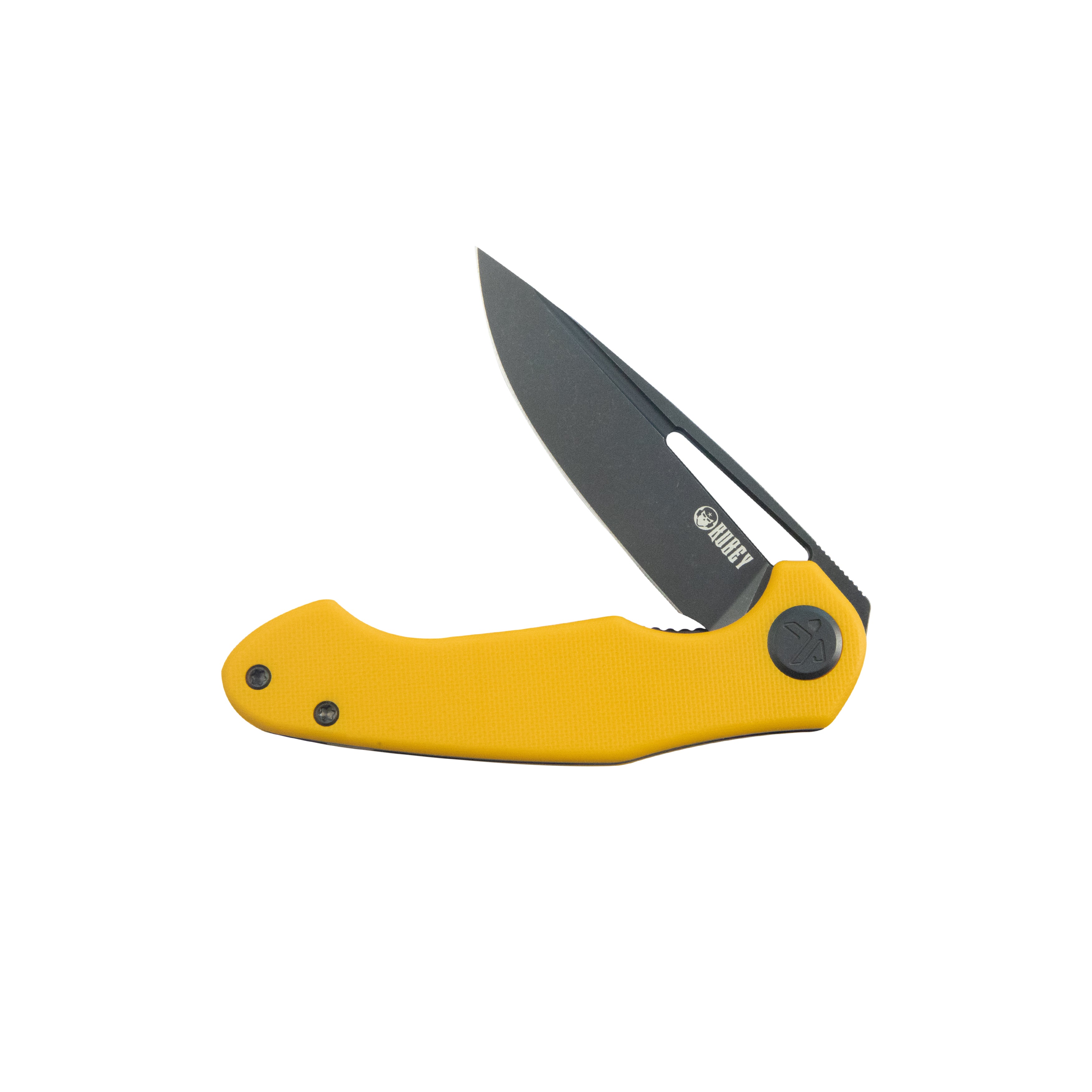Kubey Dugu Liner Lock Folding Knife Yellow G10 Handle 2.91'' Blackwash 14C28N Blade KU210J