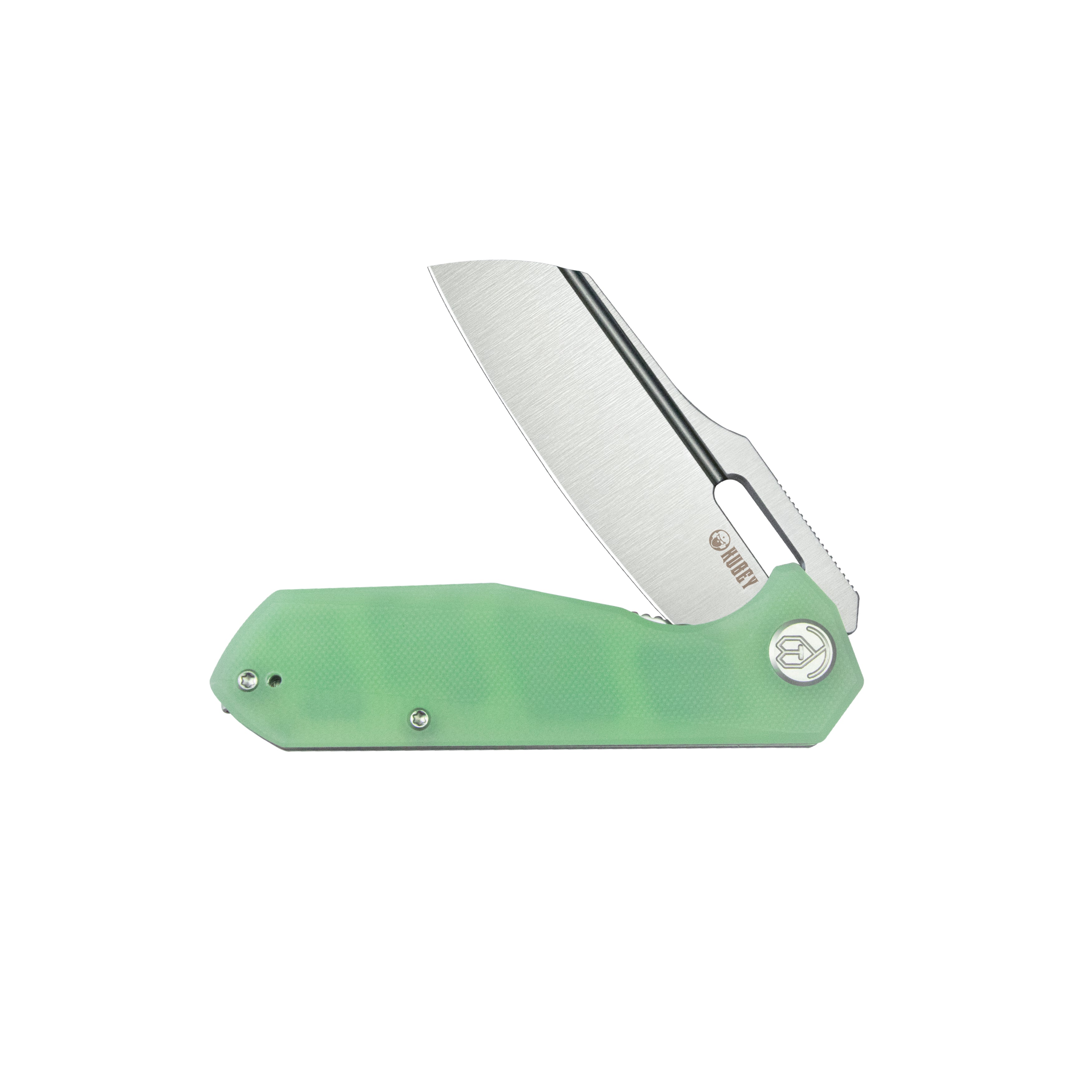 Kubey Atlas Liner Lock Folding Knife Jade G10 Handle 3.31" Satin 14C28N KU328I