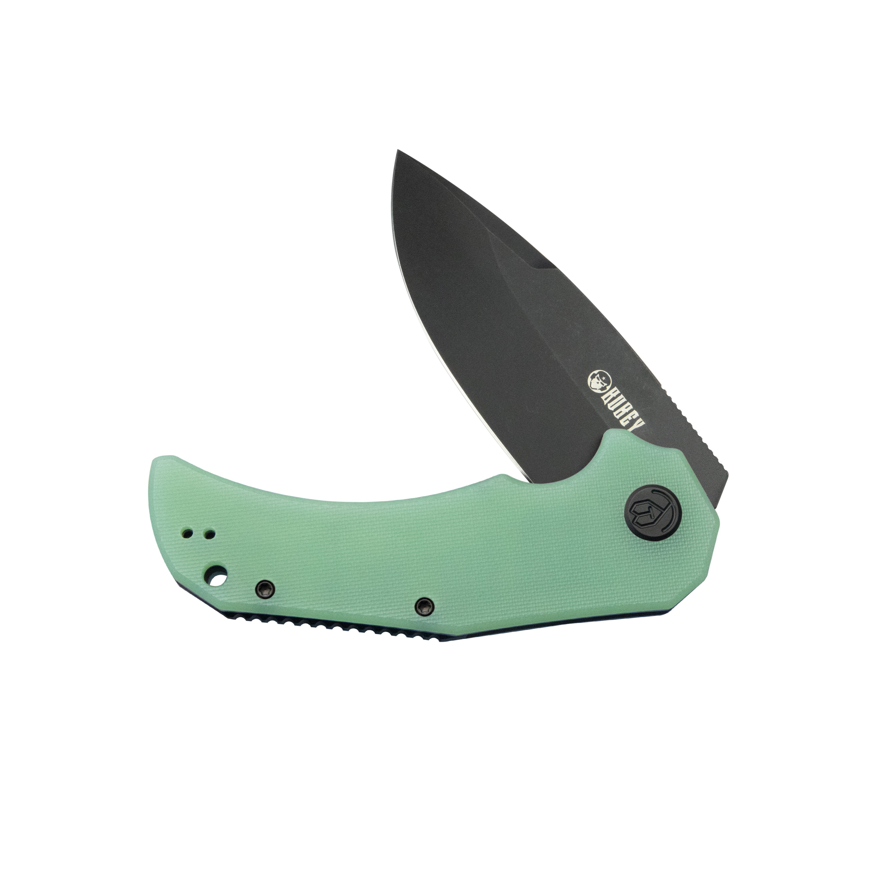 Mikkel Willumsen Design Bravo one Drop Point Outdoor Folding Camping Knife Jade G10 Handle 3.39" Blackwash AUS-10 KU319C