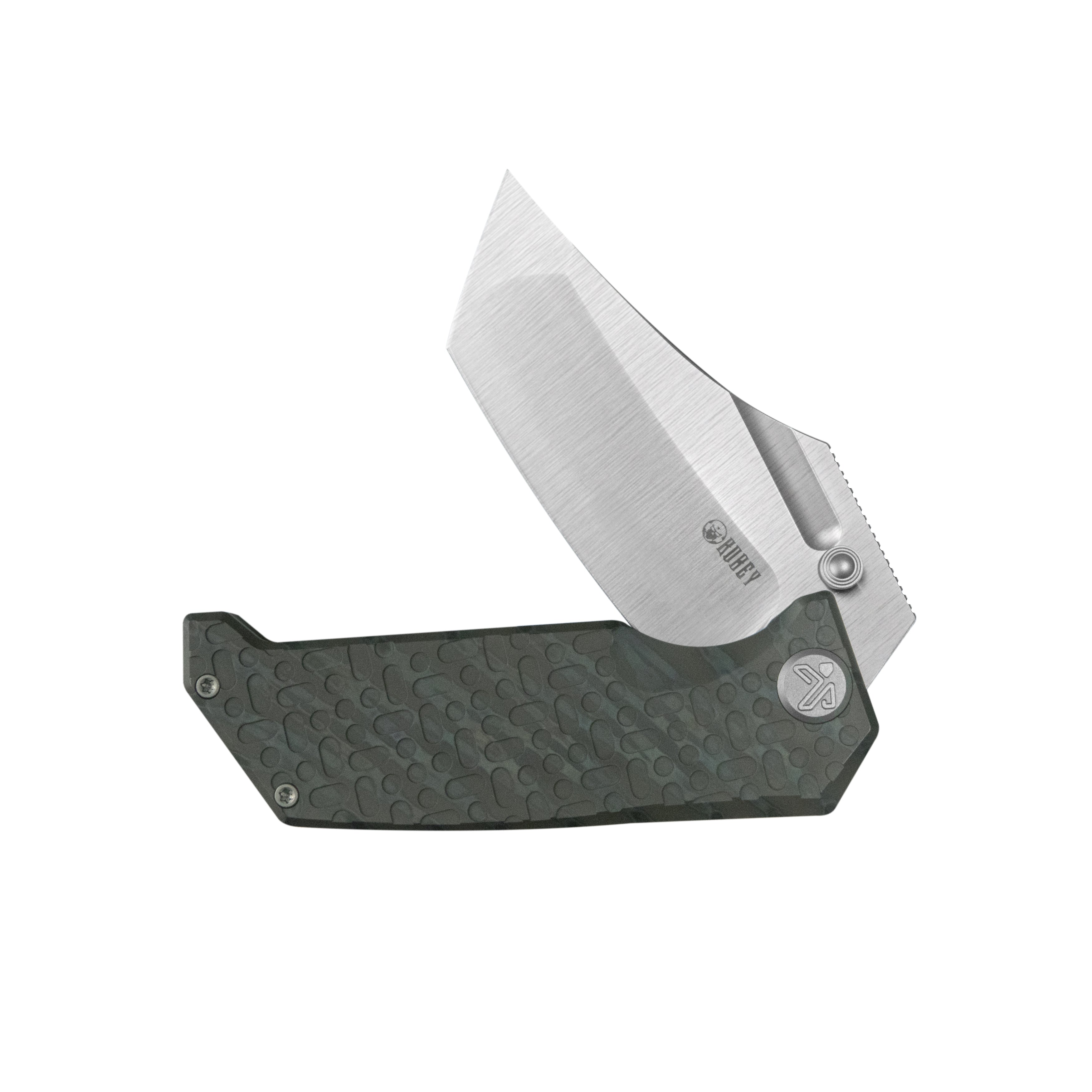 Kubey Hamster Frame Lock Folding Knife Flame Titanium Handle 3.46" Satin 14C28N Blade KU402C