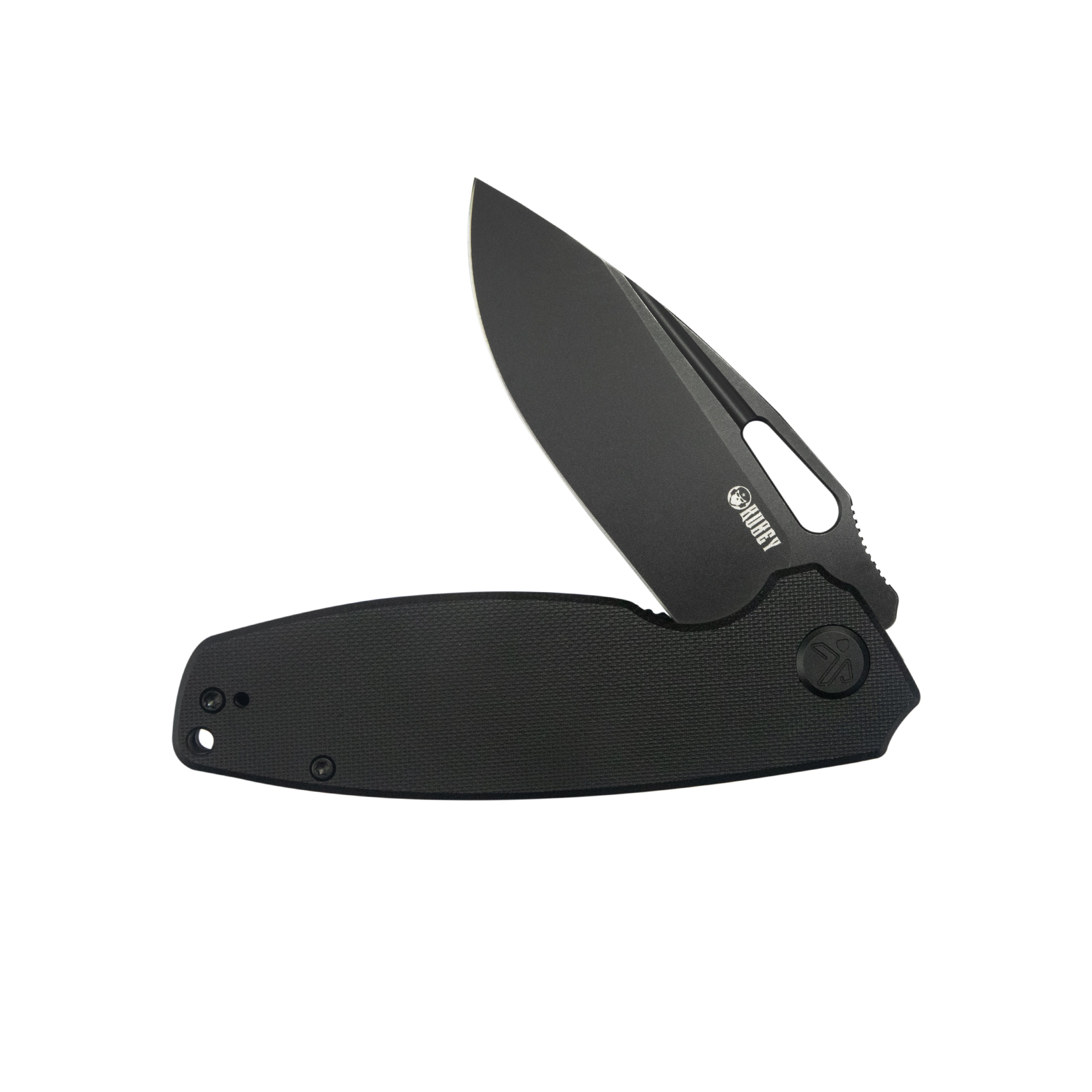 Kubey Tityus Liner Lock Flipper Folding Knife Black G10 Handle 3.39" Blackwash 14C28N KU322T