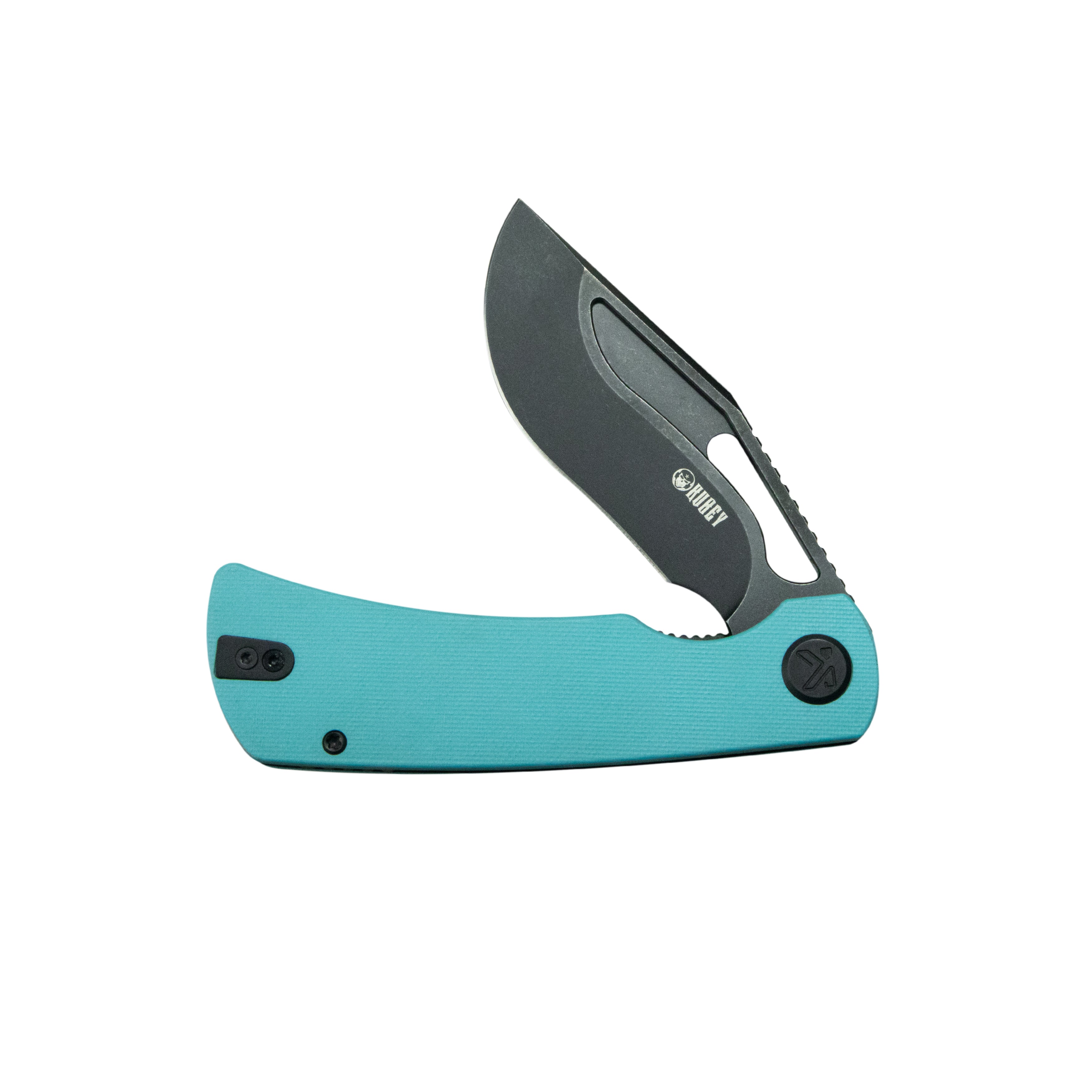 Kubey Gurkha EDC Folding Knife Tiffany Blue G-10 Handle 3.50" Blackwash Sandvik 14C28N Blade Knife KU397F