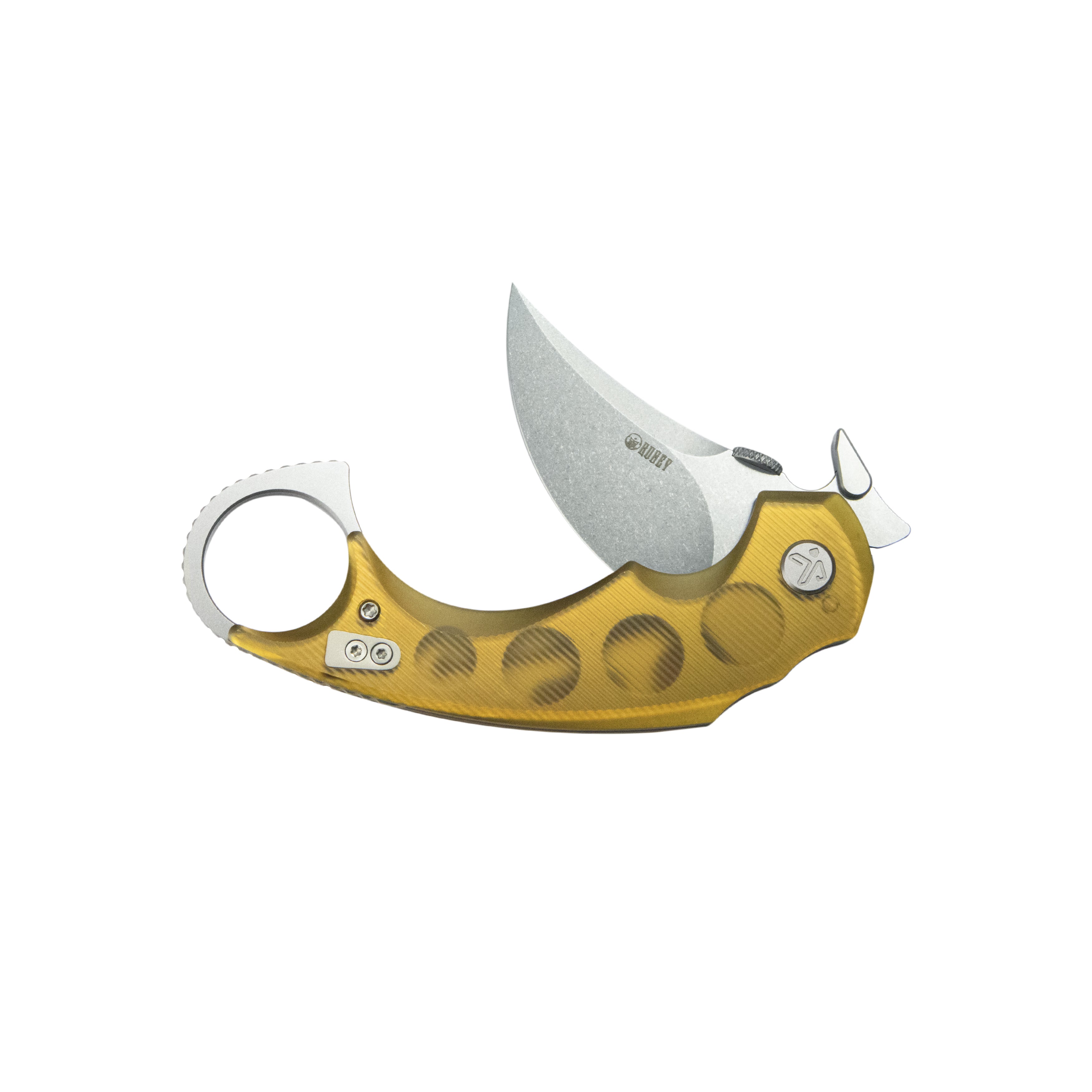 Kubey Jaw Pikal Karambit Folding Knife Ultem Handle 2.52" Beadblast 14C28N Blade KU440C