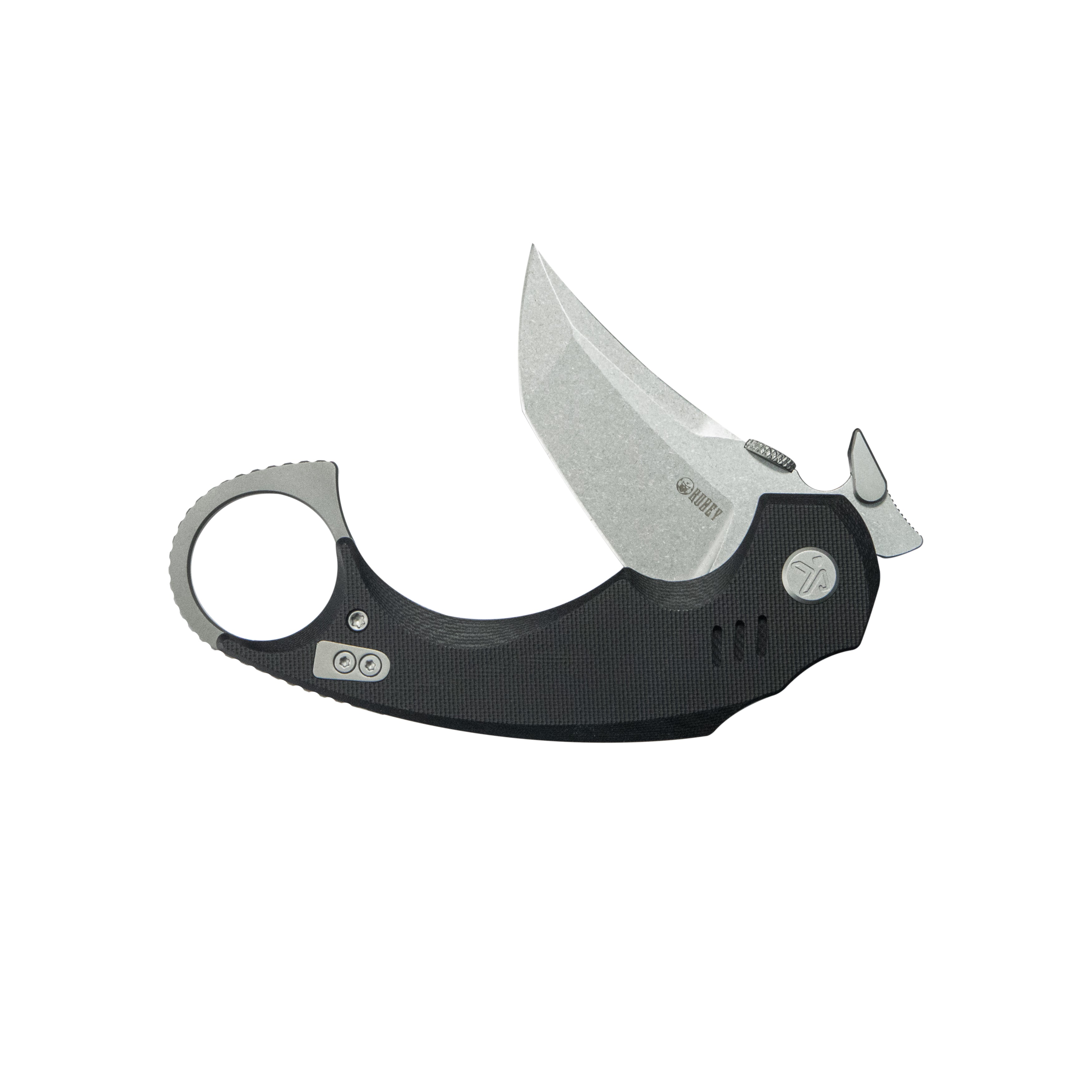 Kubey Jaw Tanto Karambit Folding Knife Black G-10 Handle 2.52" Sandblast 14C28N Blade KU439A