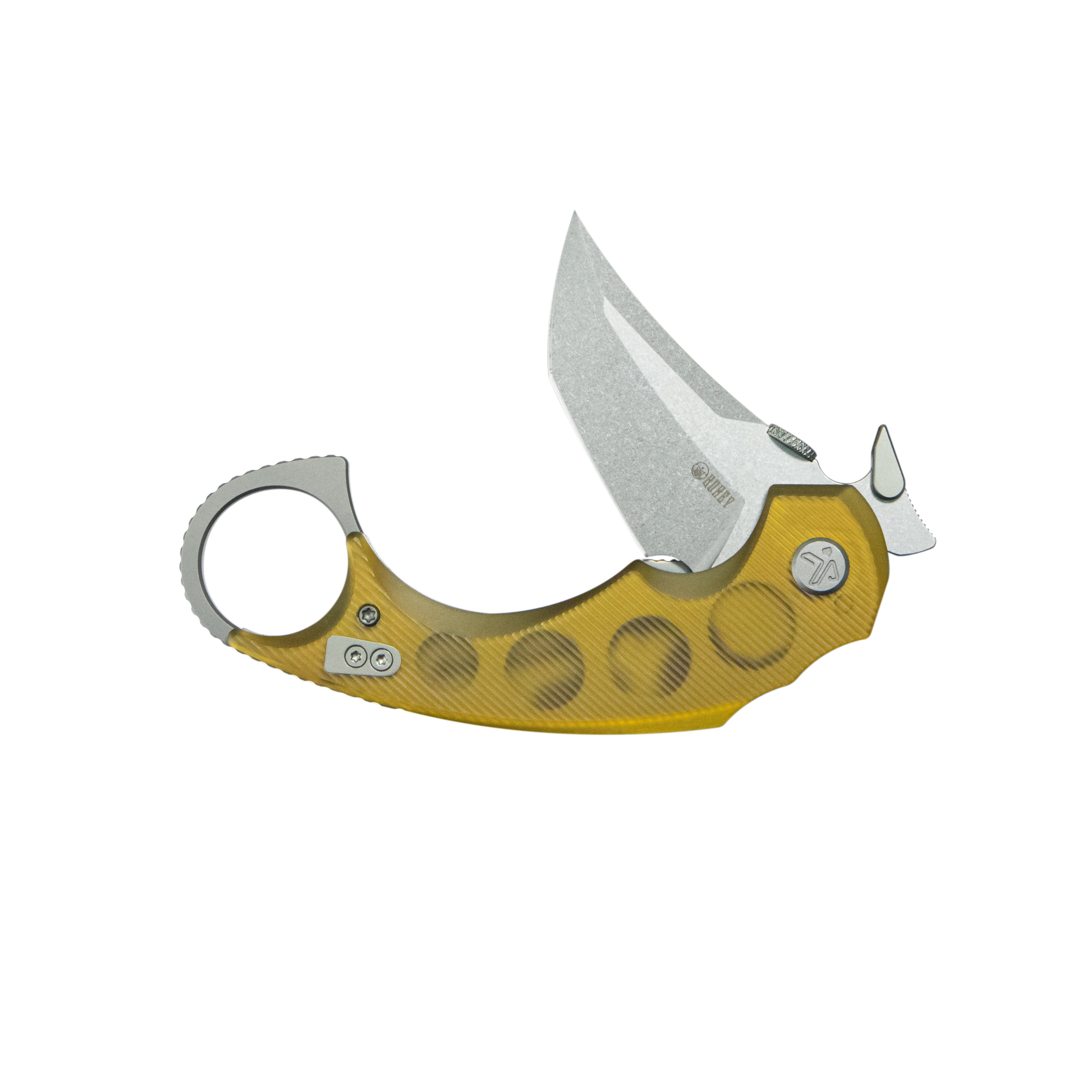 Kubey Jaw Tanto Karambit Folding Knife Ultem Handle 2.52" Sandblast 14C28N Blade KU439C