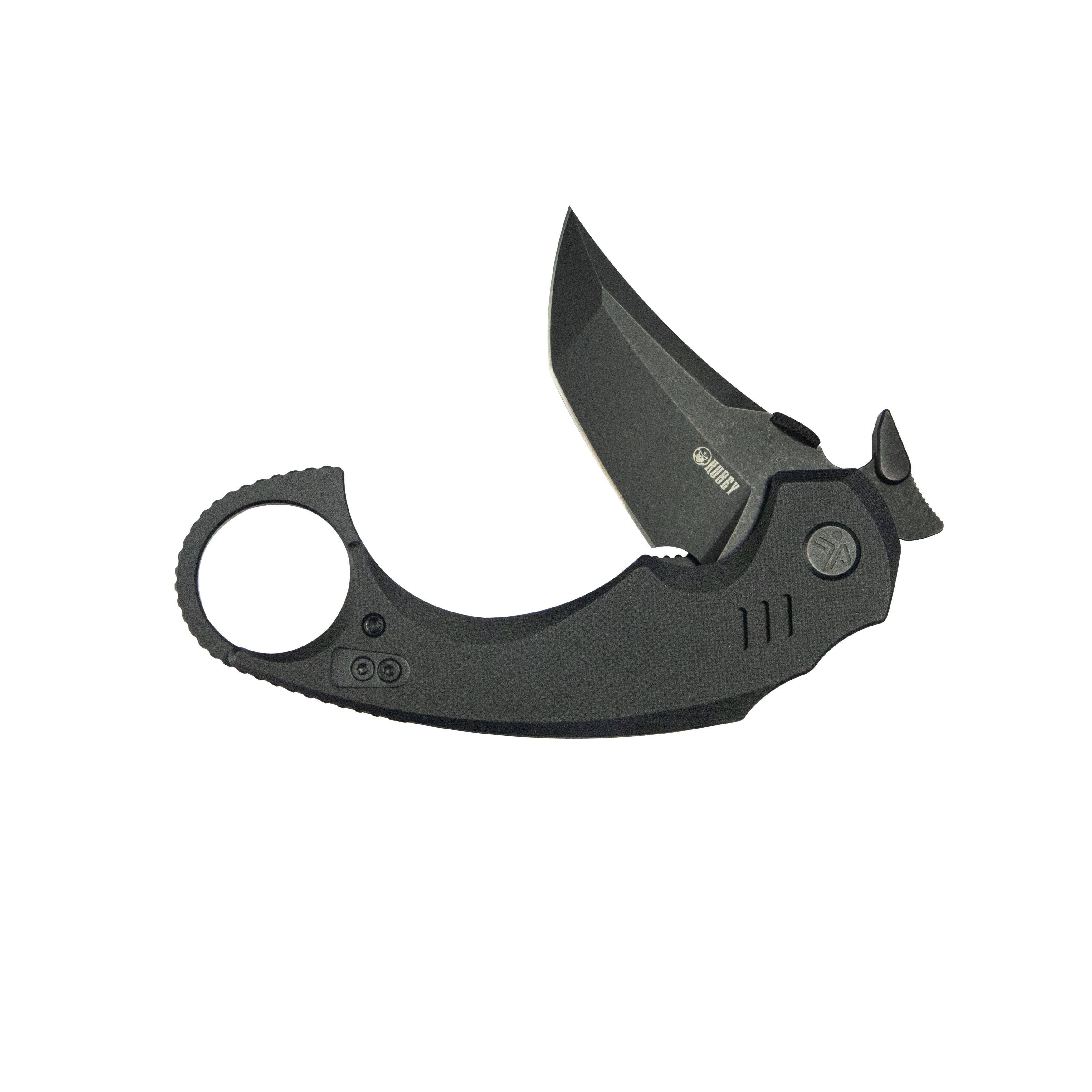 Kubey Jaw Tanto Karambit Folding Knife Black G-10 Handle 2.52" Blackwash 14C28N Blade KU439F