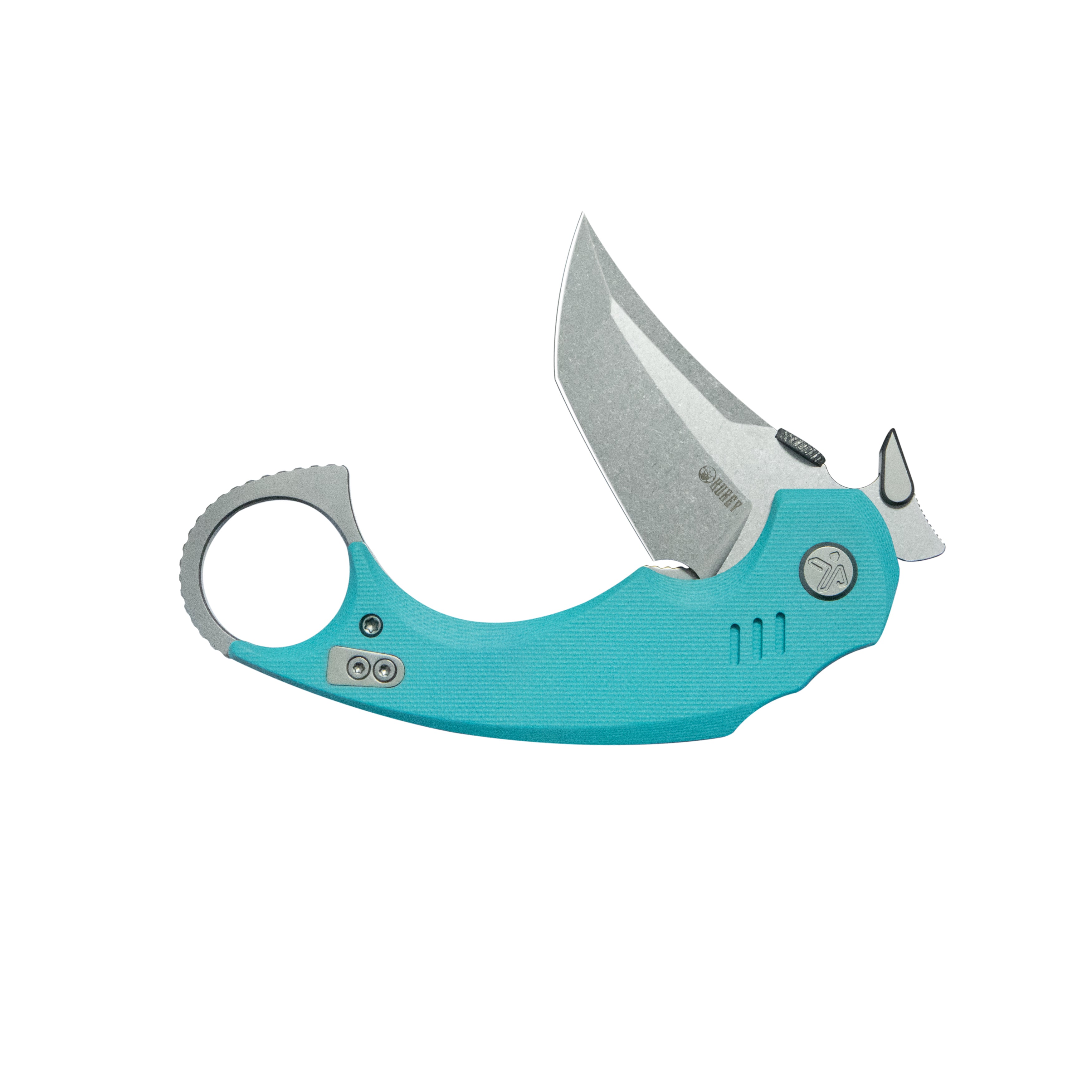 Kubey Jaw Tanto Karambit Folding Knife Tiffany Blue G-10 Handle 2.52" Sandblast 14C28N Blade KU439B