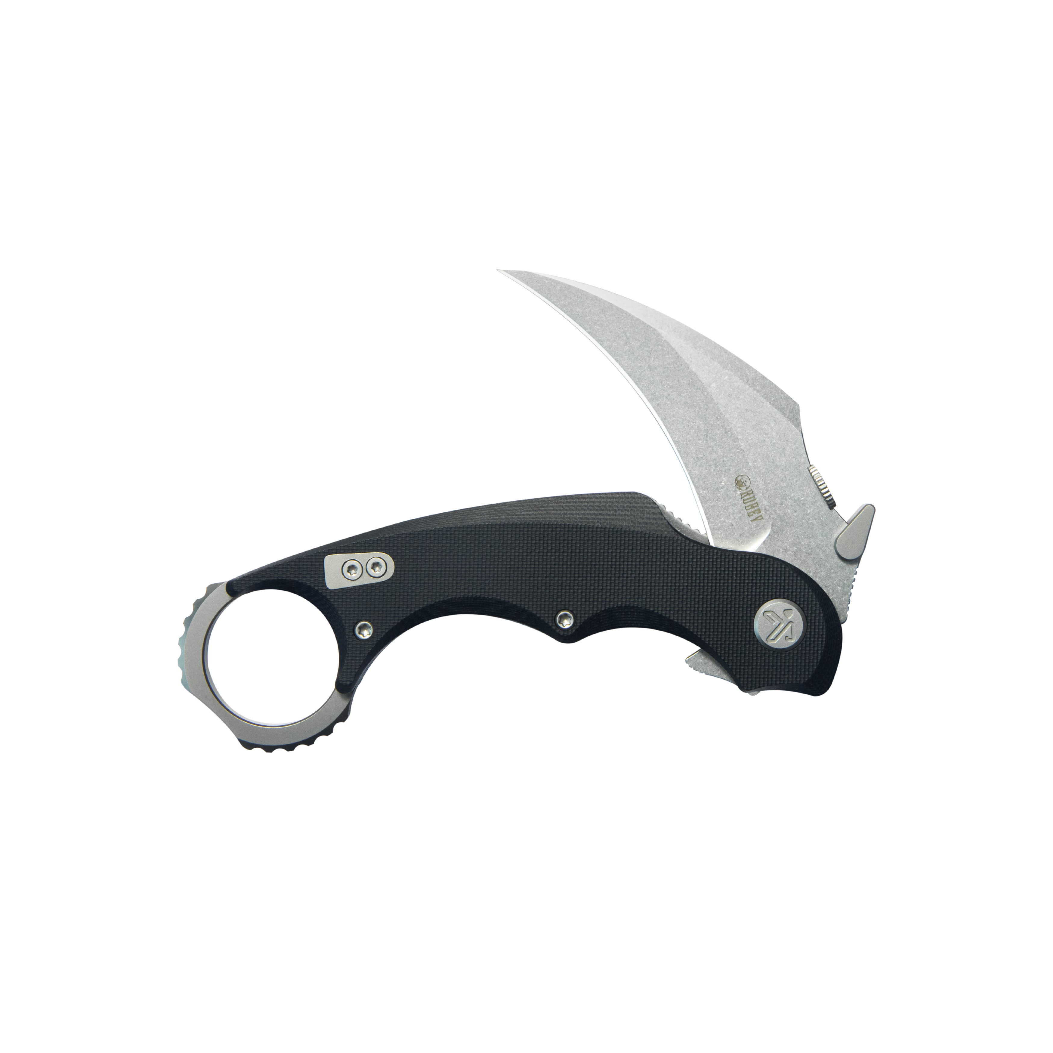 Kubey Rogue Pikal Karambit Folding Knife Black G10 Handle 2.91" Stonewash 14C28N Blade KU298A