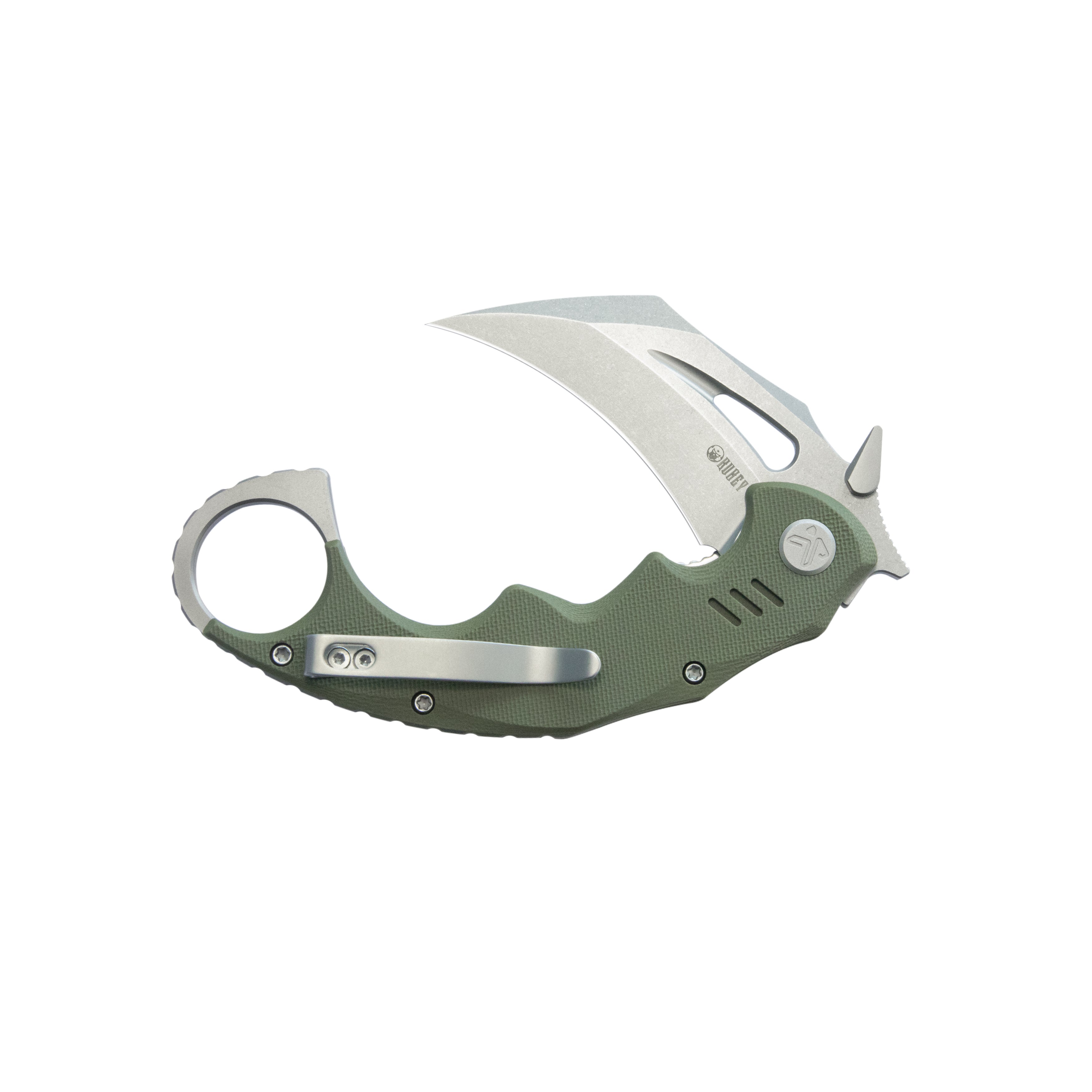 Kubey Mini Wrath Karambit Folding Knife Green G-10 Handle 2.44" Beadblast 14C28N Blade KU262B