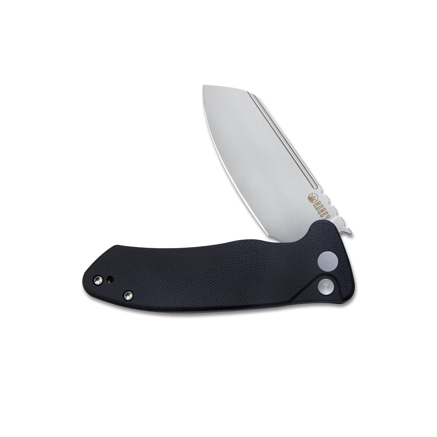 Creon Small Pocket Knife with Button Lock Black G10 Handle 2.87" Beadblast AUS-10 KU336E