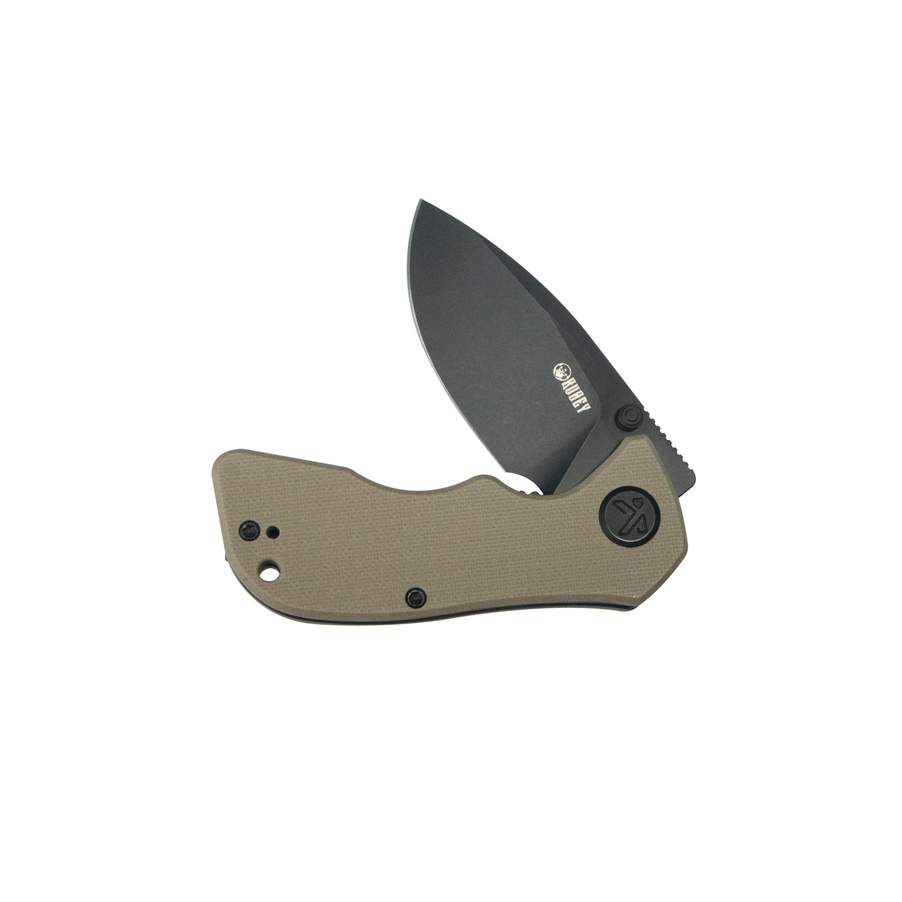 Kubey Karaji Liner Lock Dual Thumb Studs Open Folding Pocket Knife Beige G-10 Handle 2.56" Blackwash 14C28N KU180Q