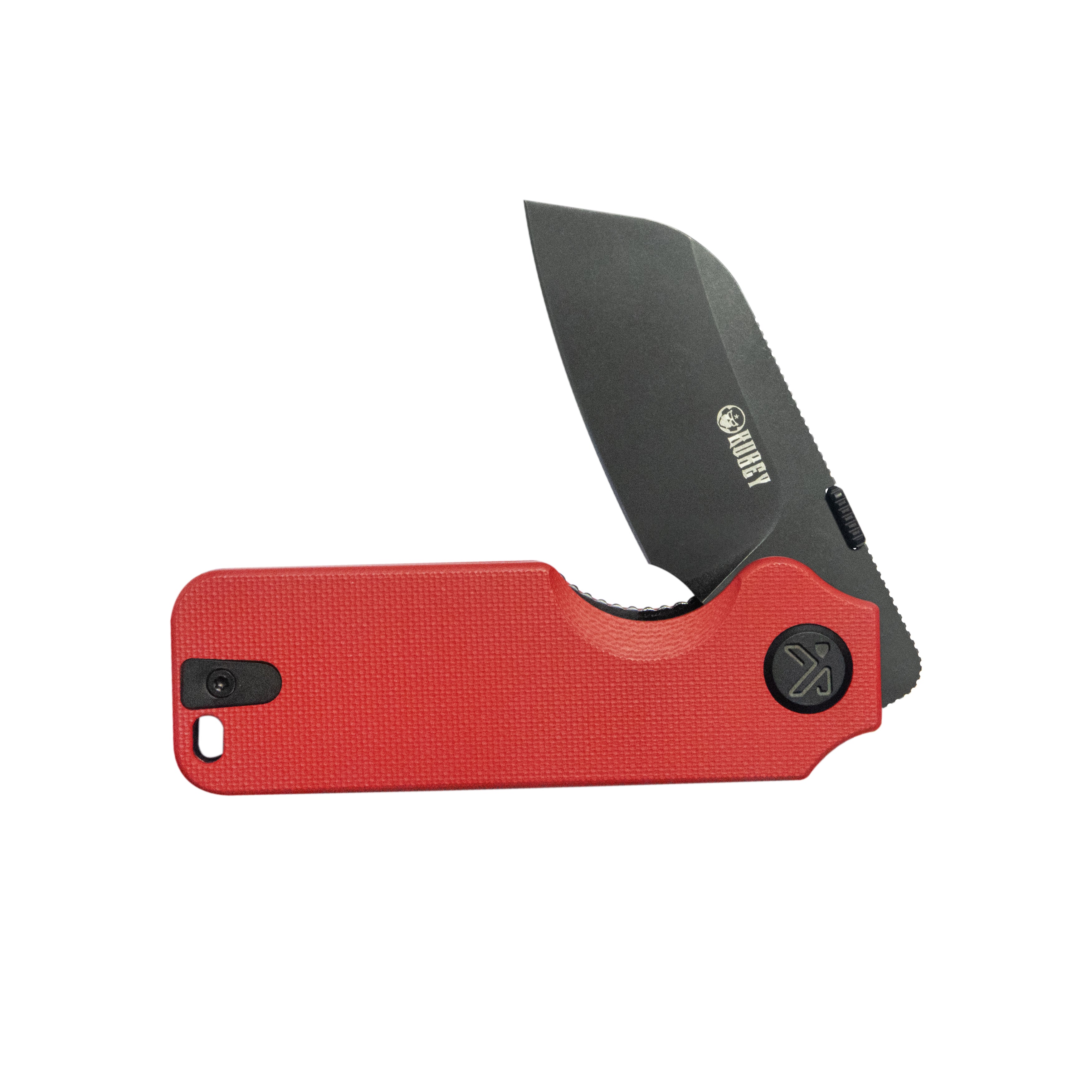 Boxer Liner Lock Flipper Folding Knife Red G10 Handle 2.4" Blackwash 14C28N KU407D