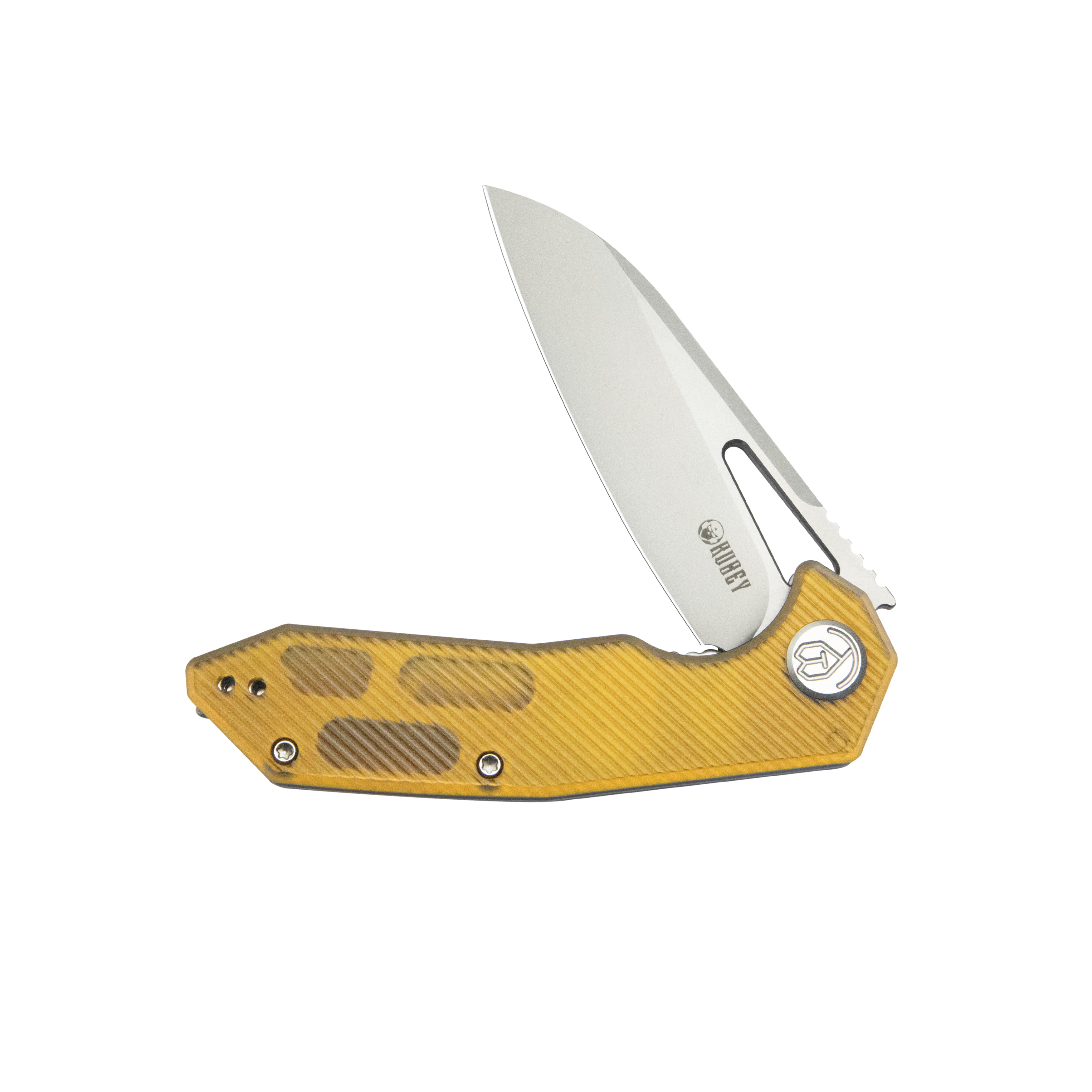 Kubey Vagrant Liner Lock Folding Knife Ultem Handle 3.1" Sandblast 14C28N KU291Q