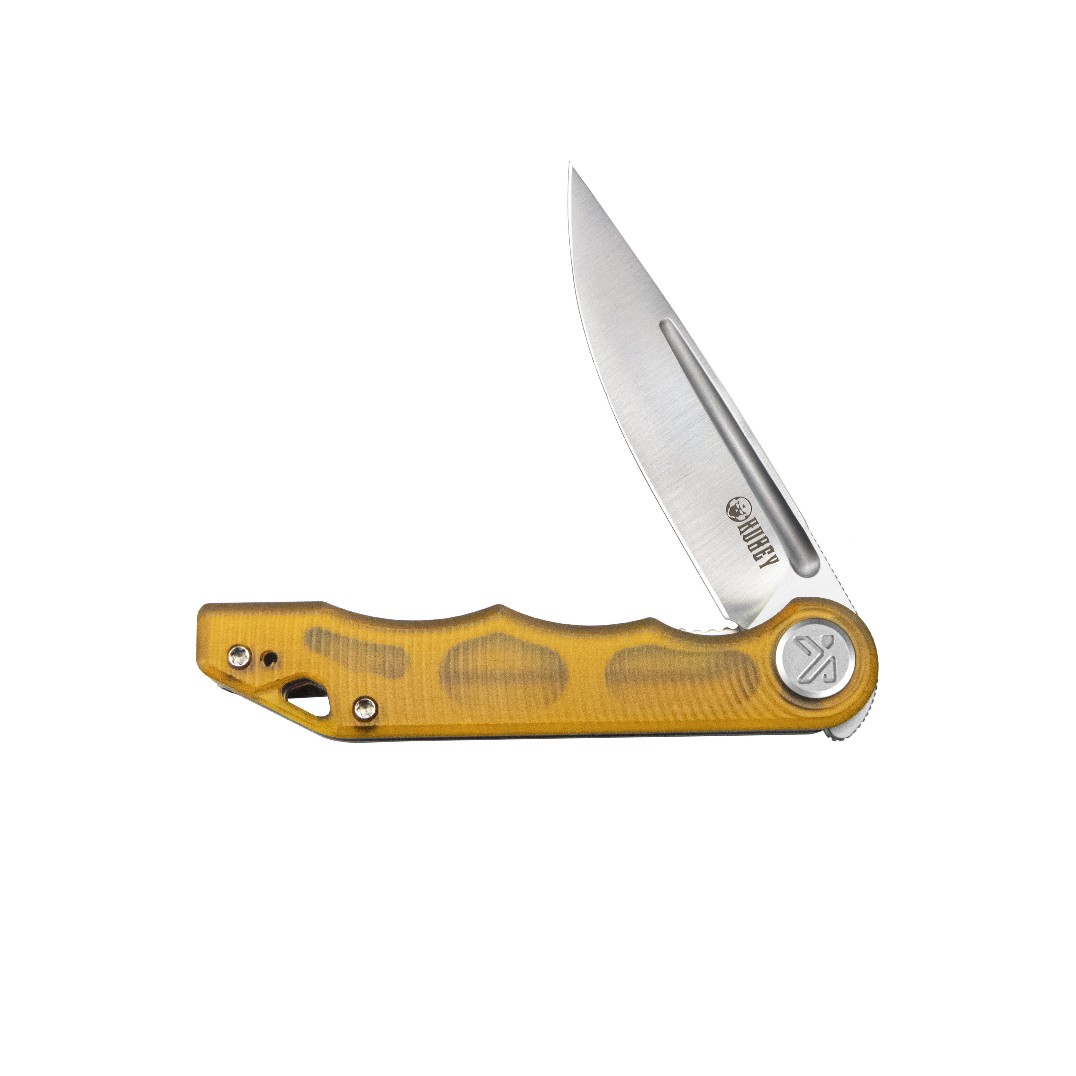 Kubey Mizo Liner Lock Front Flipper Folding Knife Ultem Handle 3.15" Satin 14C28N KU2101G
