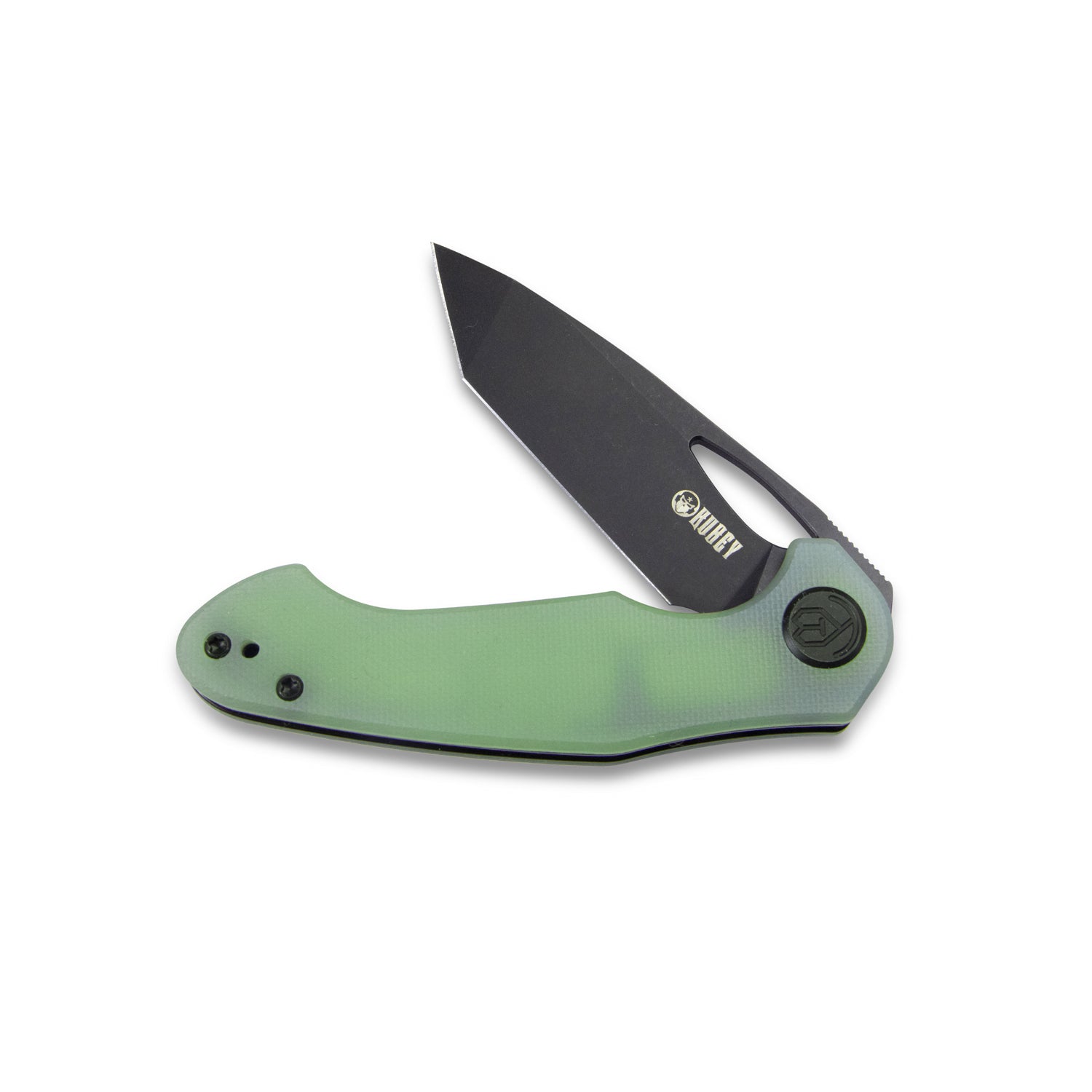 Kubey Dugu Liner Lock Folding Knife Jade G10 Handle 2.91'' Blackwashed 14C28N Blade KU159E