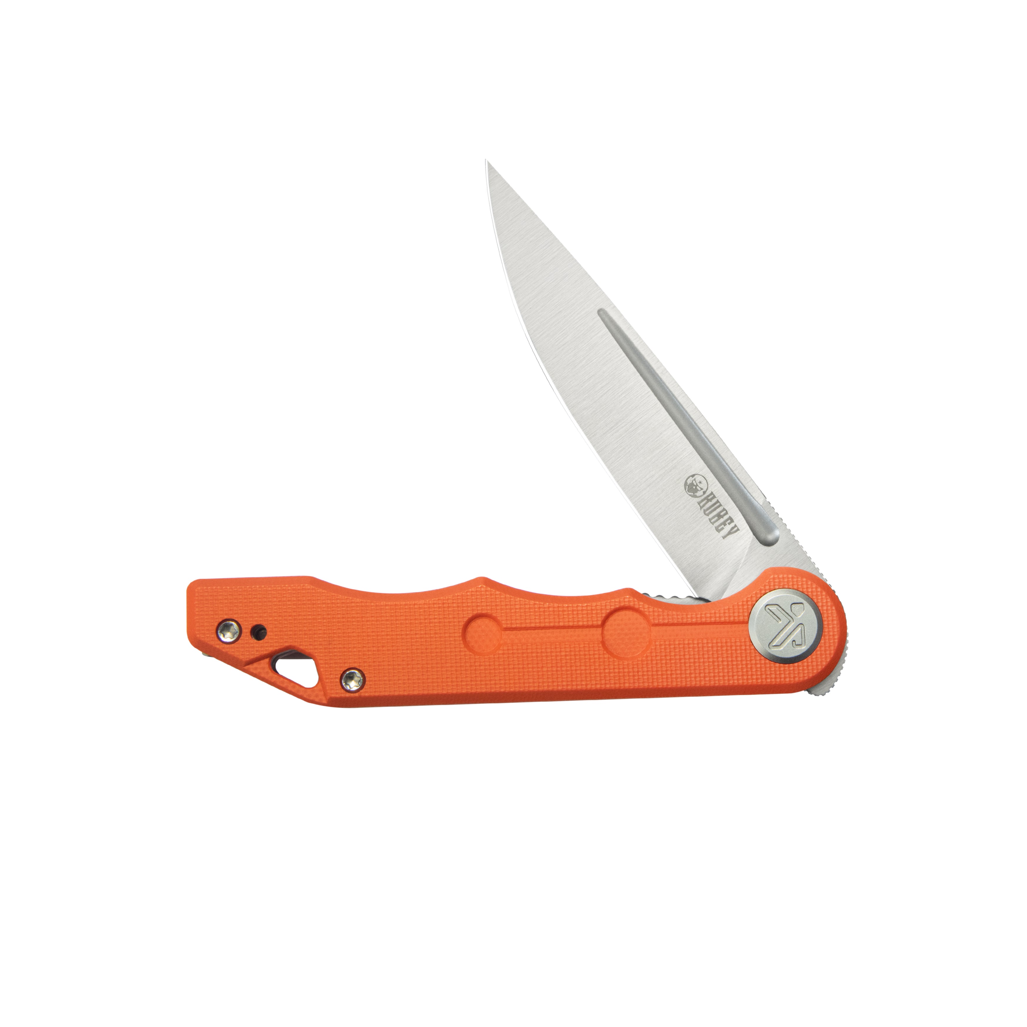 Kubey Mizo Liner Lock Front Flipper Folding Knife Orange G10 Handle 3.15" Satin 14C28N KU2101H