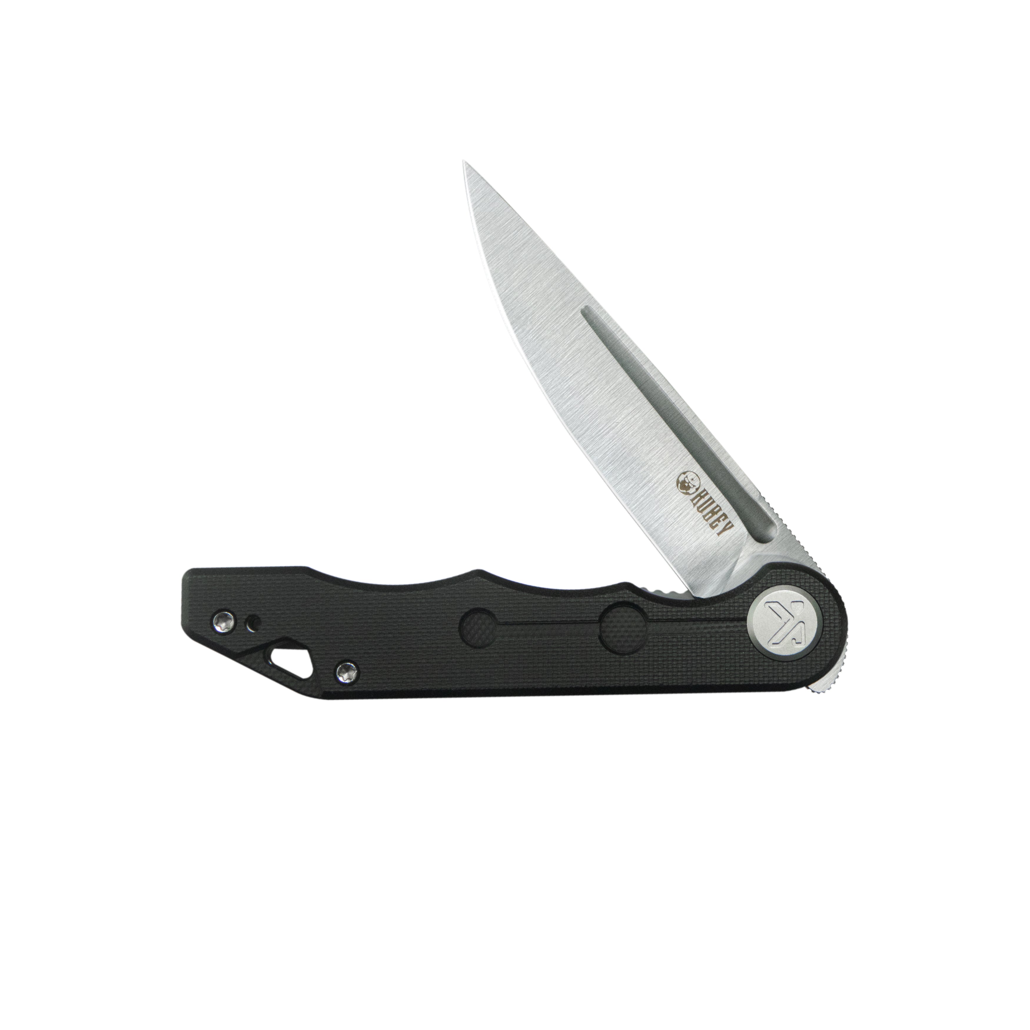 Kubey Mizo Liner Lock Front Flipper Folding Knife Black G10 Handle 3.15" Satin 14C28N KU2101A