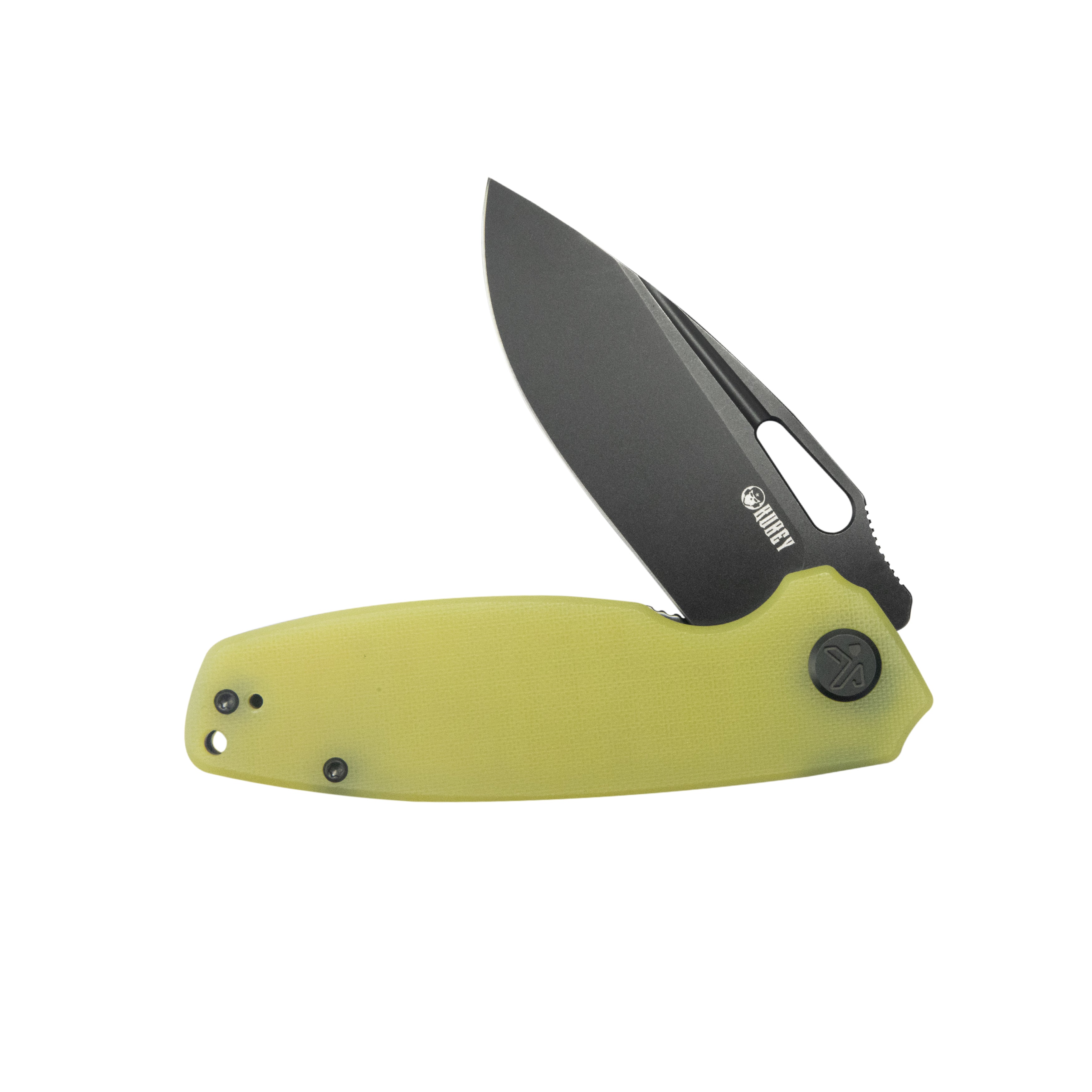 Tityus Liner Lock Flipper Folding Knife Yellow Handle 3.39" Blackwash 14C28N KU322Z