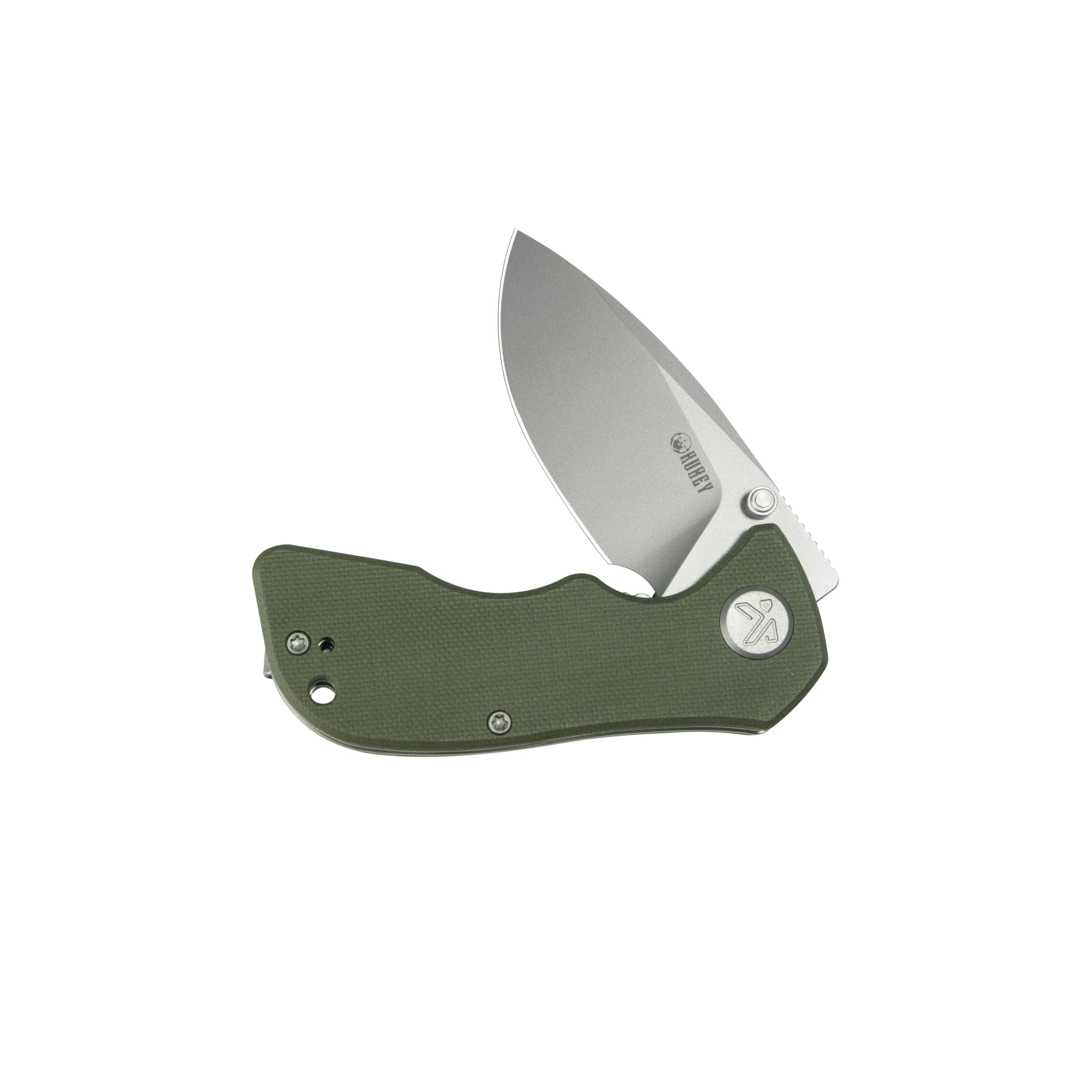 Kubey Karaji Liner Lock Dual Thumb Studs Open Folding Pocket Knife Green G-10 Handle 2.56" Beadblast 14C28N KU180S