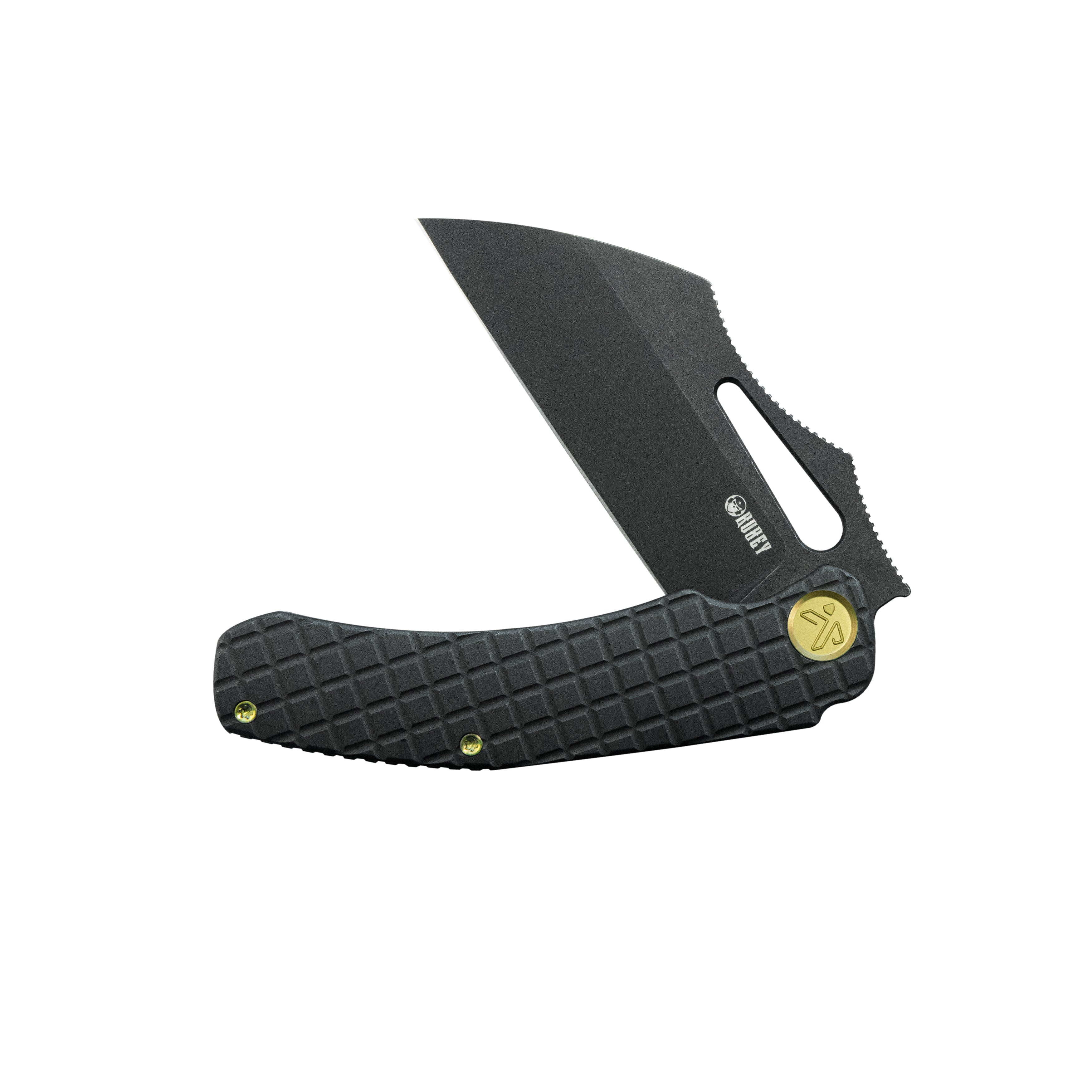 Kubey Sylow Folding Pocket Knife Black Darkwash Titanium Handle 3.46" Blackwash 14C28N Blade KU260D