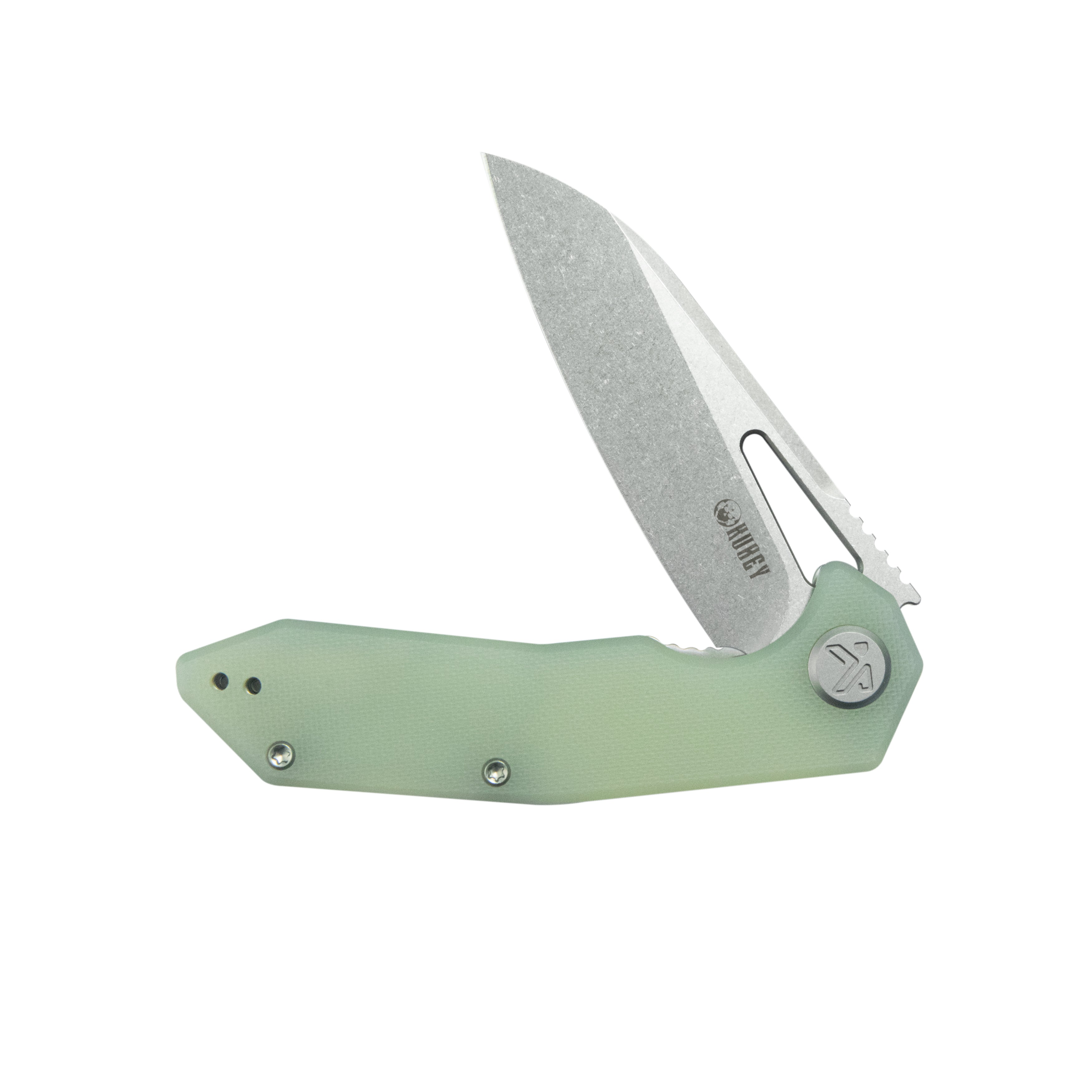 Kubey Vagrant Liner Lock Folding Knife Jade G10 Handle 3.1" Sandblast 14C28N KU291M