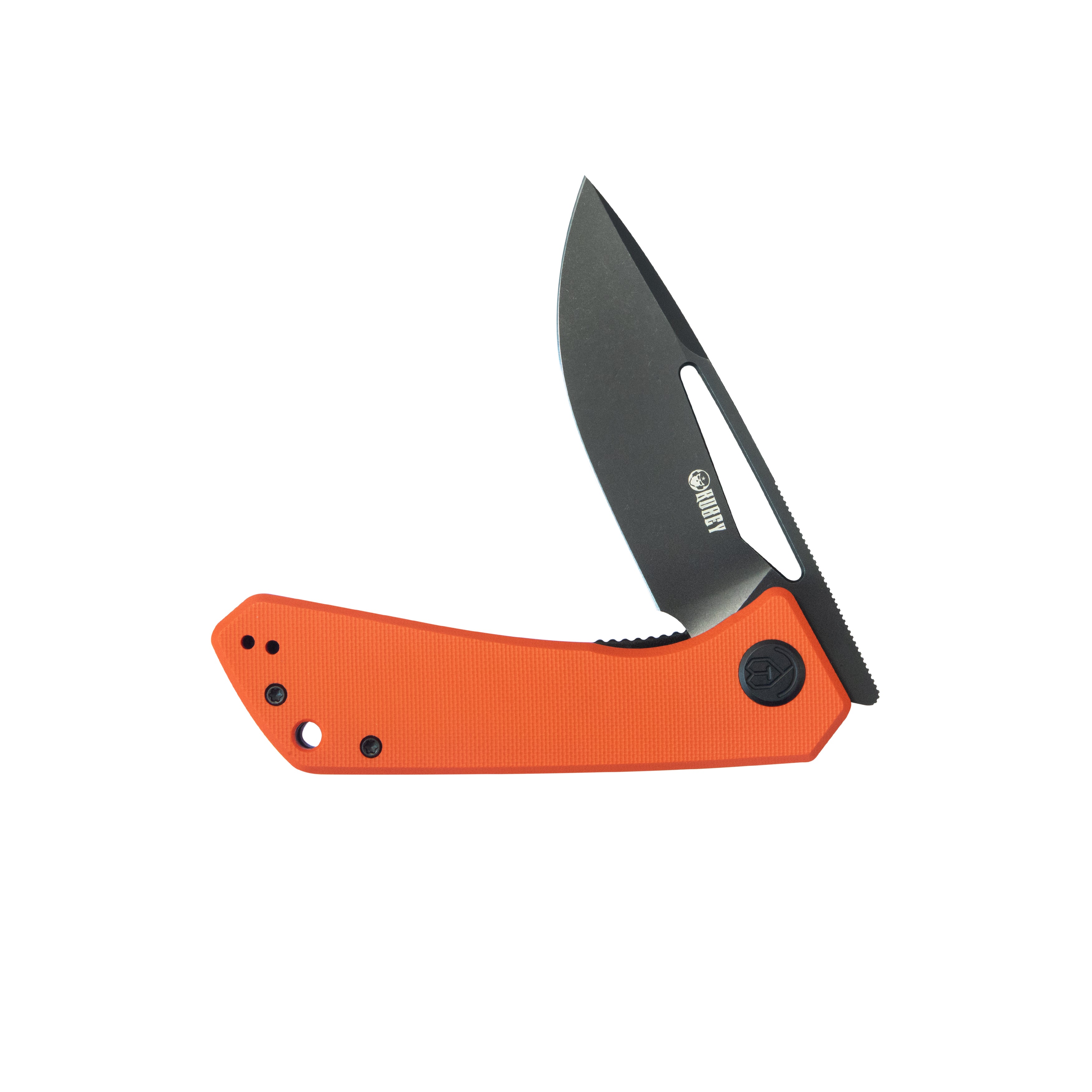 Kubey Thalia Front Flipper EDC Pocket Folding Knife Orange G10 Handle 3.27" Blackwash 14C28N KU331O