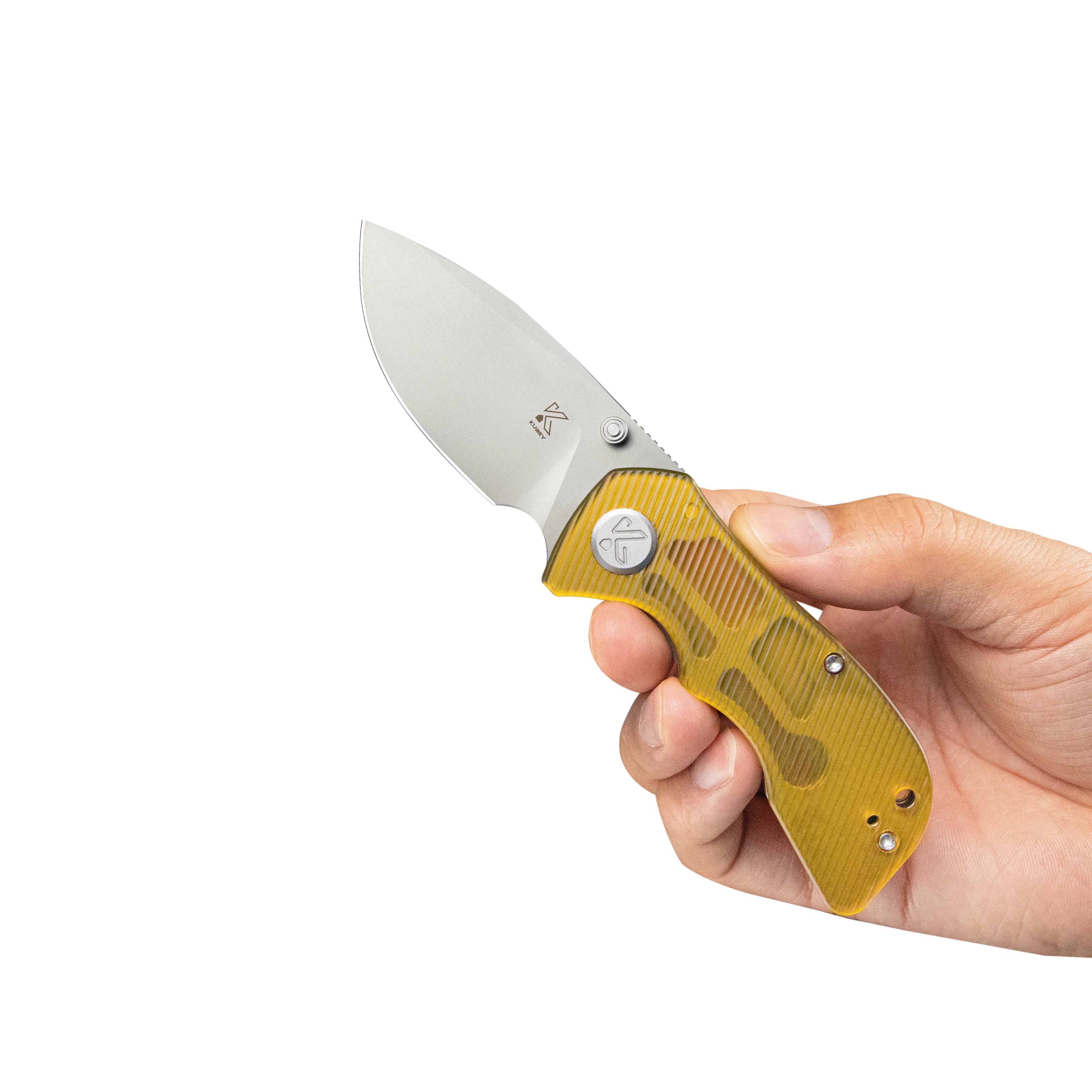Kubey Karaji Liner Lock Dual Thumb Studs Open Folding Pocket Knife Ultem Handle 2.56" Beadblast 14C28N KU180H