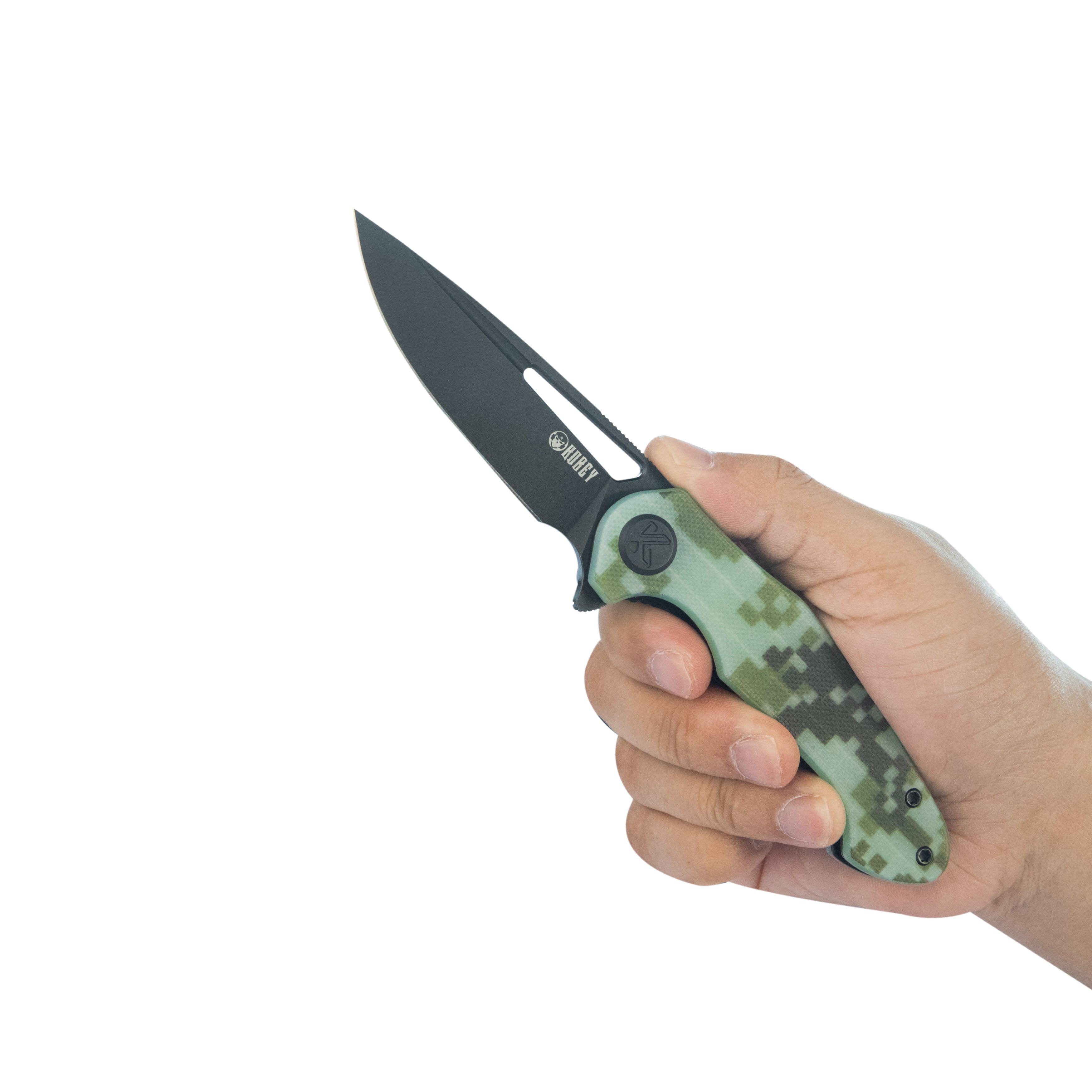 Kubey Dugu Liner Lock Folding Knife Camo G10 Handle 2.91'' Blackwash 14C28N Blade KU210L