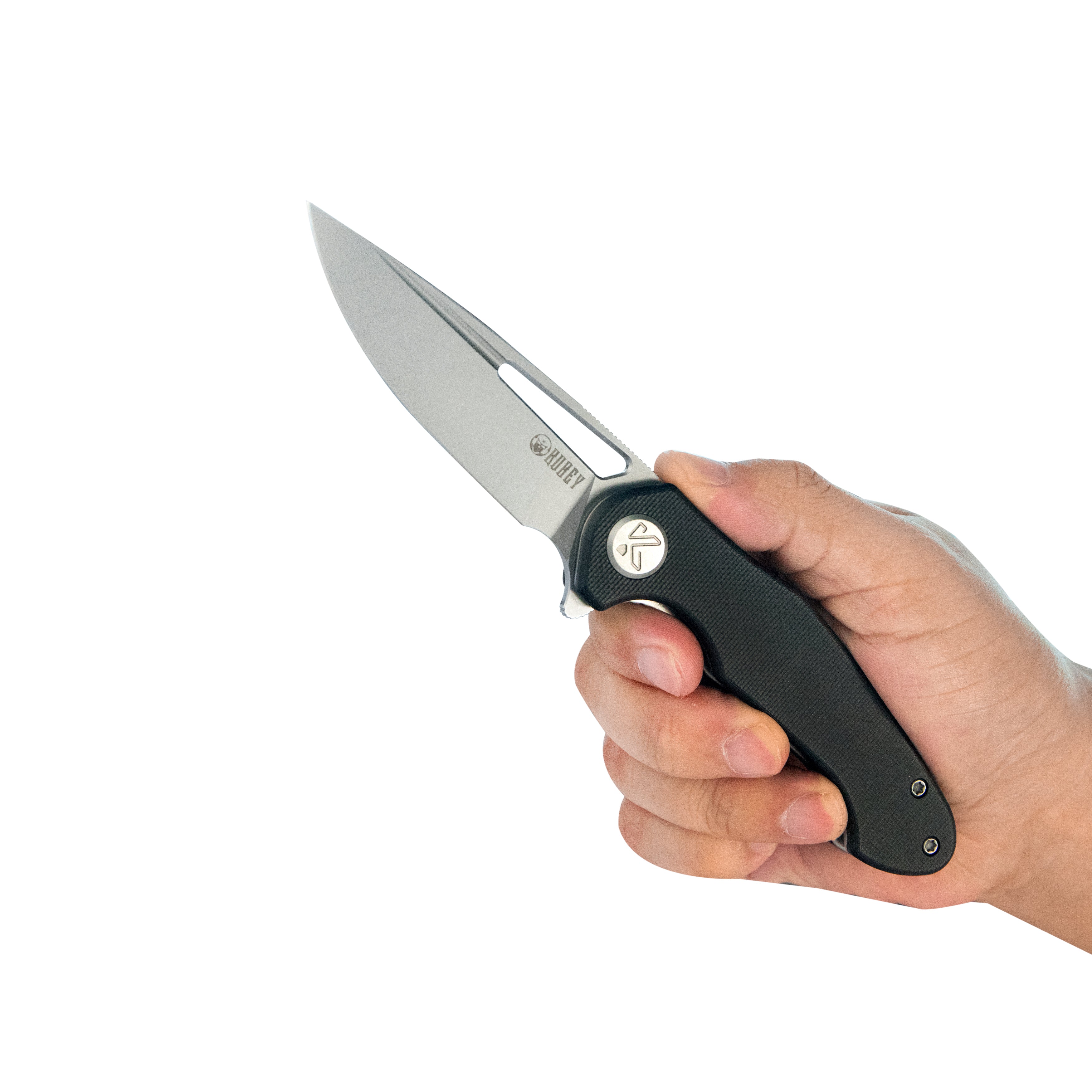 Kubey Dugu Liner Lock Folding Knife Black G10 Handle 2.91'' Beadblast 14C28N Blade KU210E