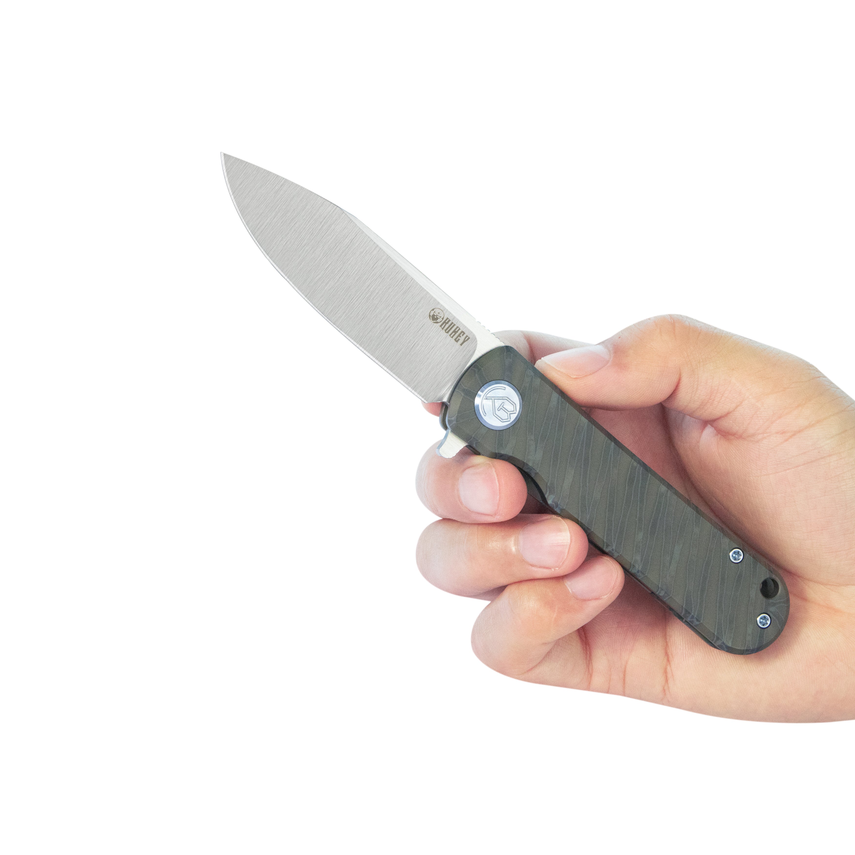 Kubey NEO Flipper Folding Pocket Knife Flame Titanium Handle 2.99" Belt Satin S35VN Blade KB359B