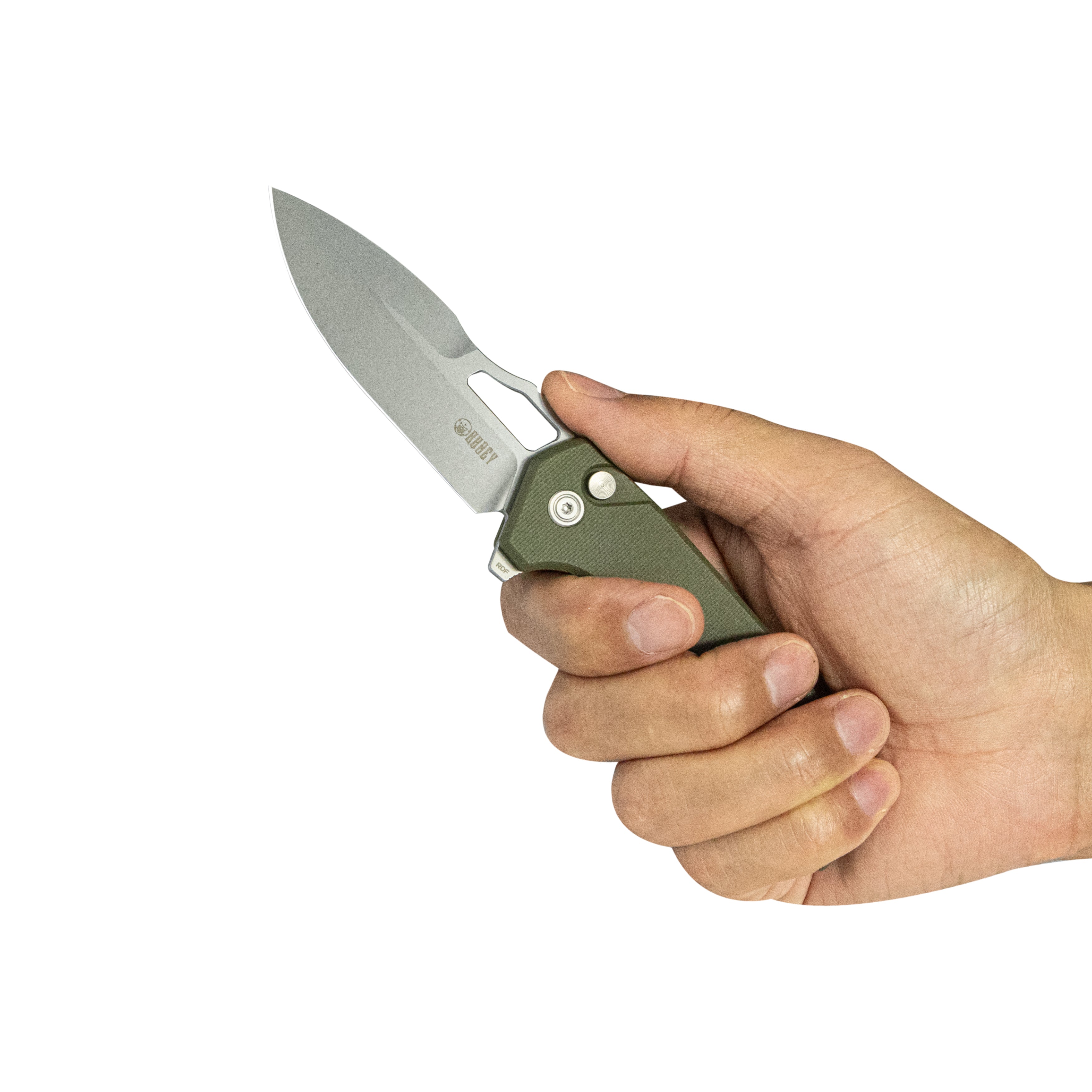 Kubey RDF Pocket Knife Green G-10 Handle 3.11" Bead Blasted 14C28N Blade Knife KU316I