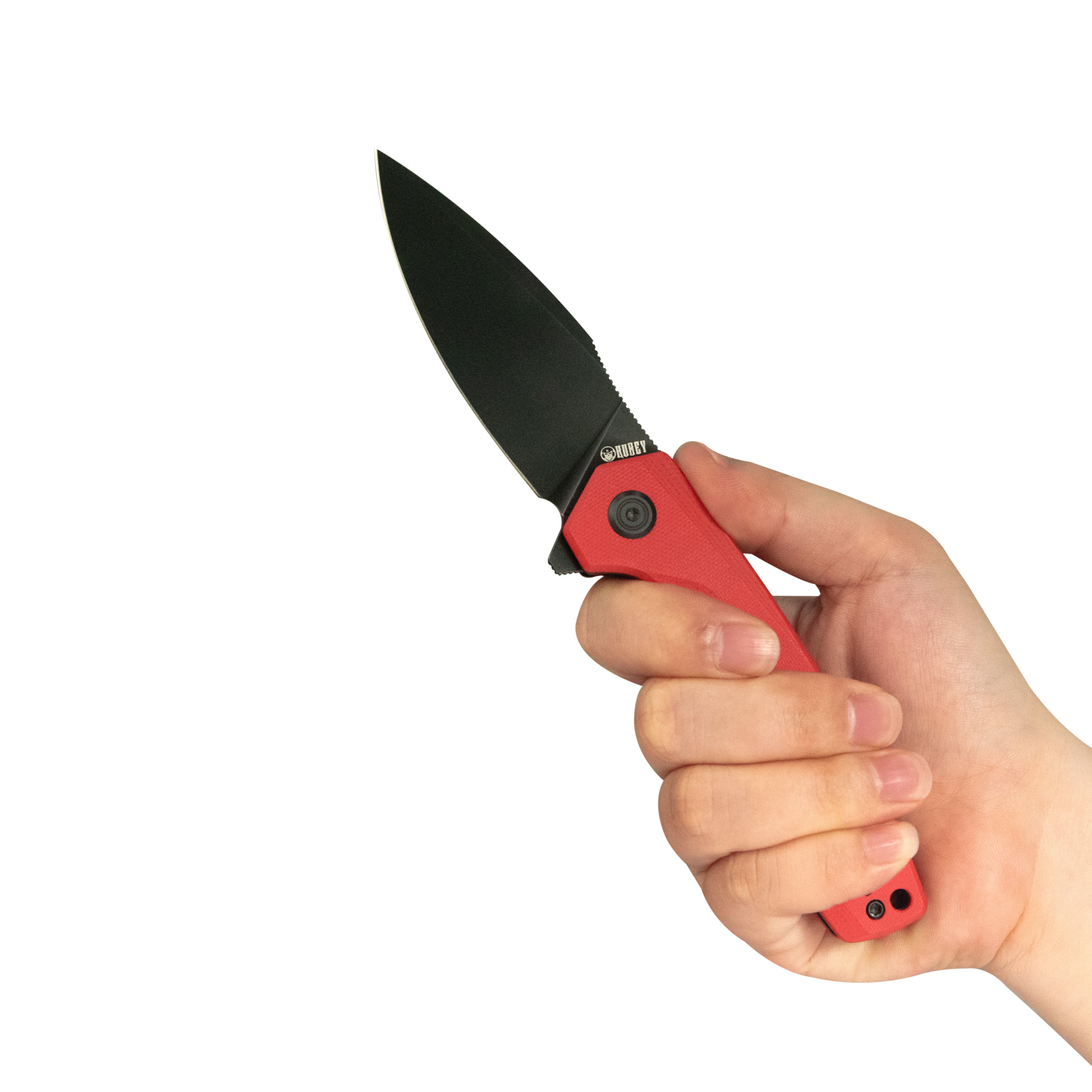 Calyce Liner Lock Flipper Folding Knife Red G10 Handle 3.27" Blackwashed 14C28N KU901X