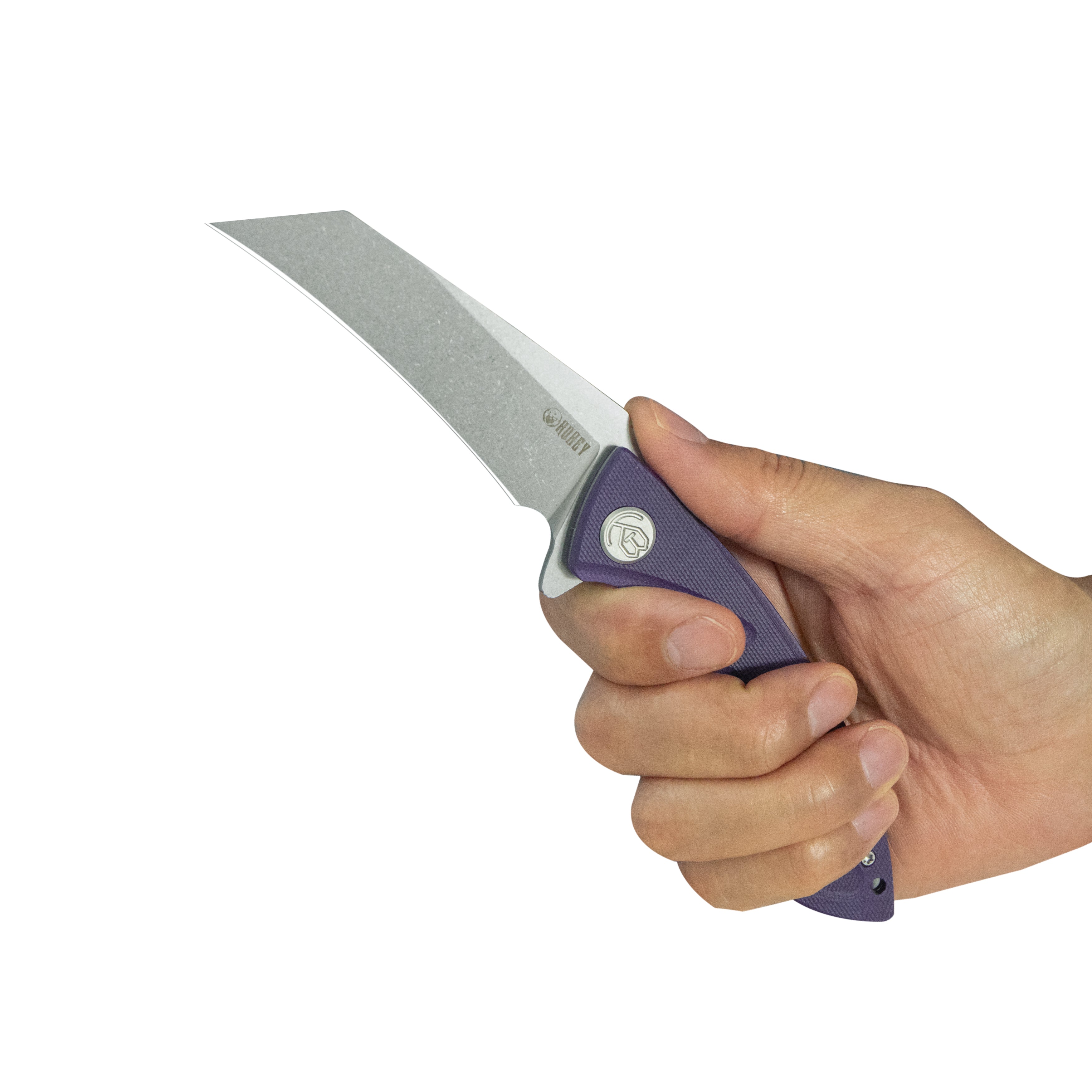 Kubey Anteater Liner Lock Folding Knife Purple G10 Handle 3.42" Sandblast 14C28N Blade KU212N