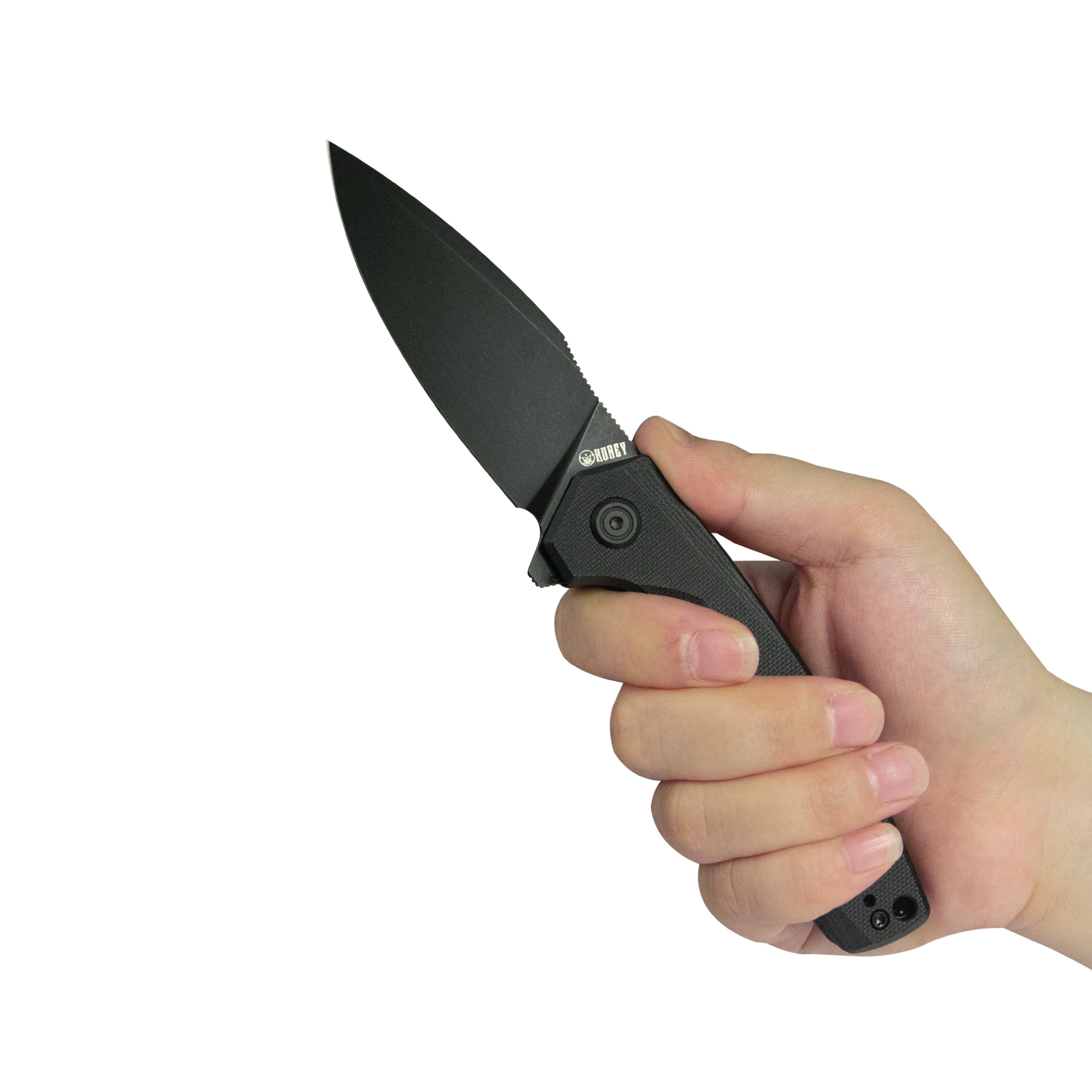 Calyce Liner Lock Flipper Folding Knife Black G10 Handle 3.27" Blackwashed 14C28N KU901Y