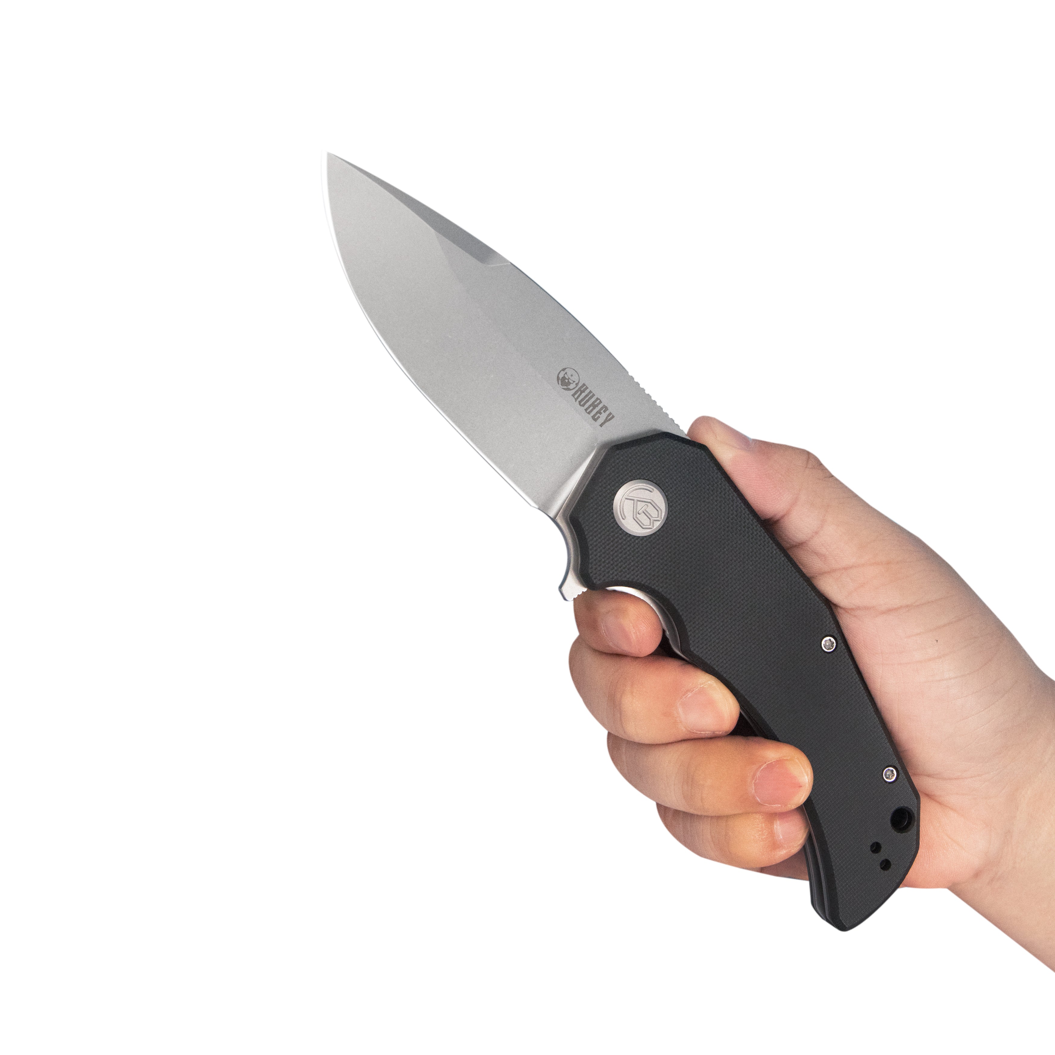 Mikkel Willumsen Design Bravo one Drop Point Outdoor Folding Camping Knife Black G10 Handle 3.39" Beadblast AUS-10 KU319H