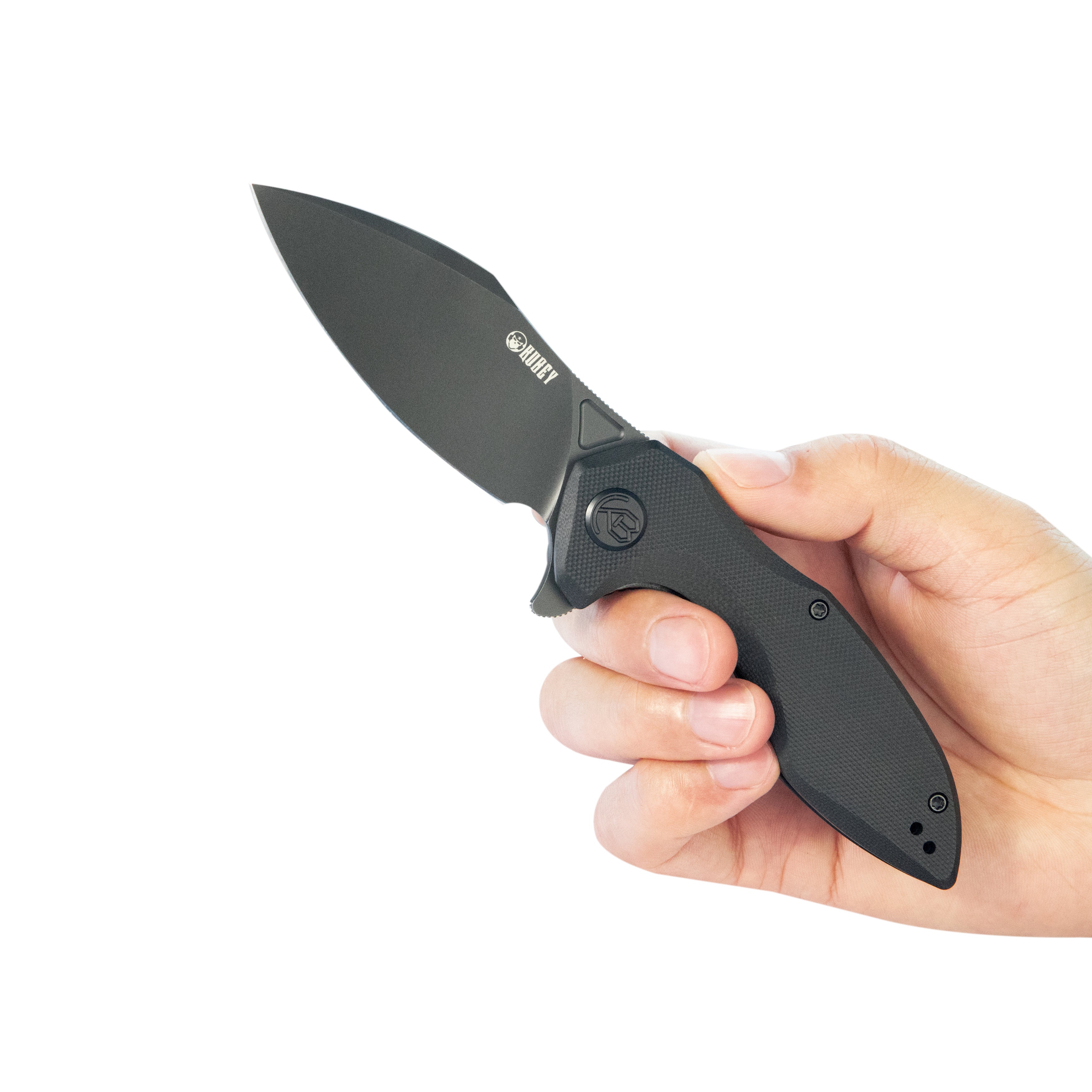 Kubey Noble Flipper Folding Knife Black G10 Handle 3.15" Blackwash 14C28N KU236O