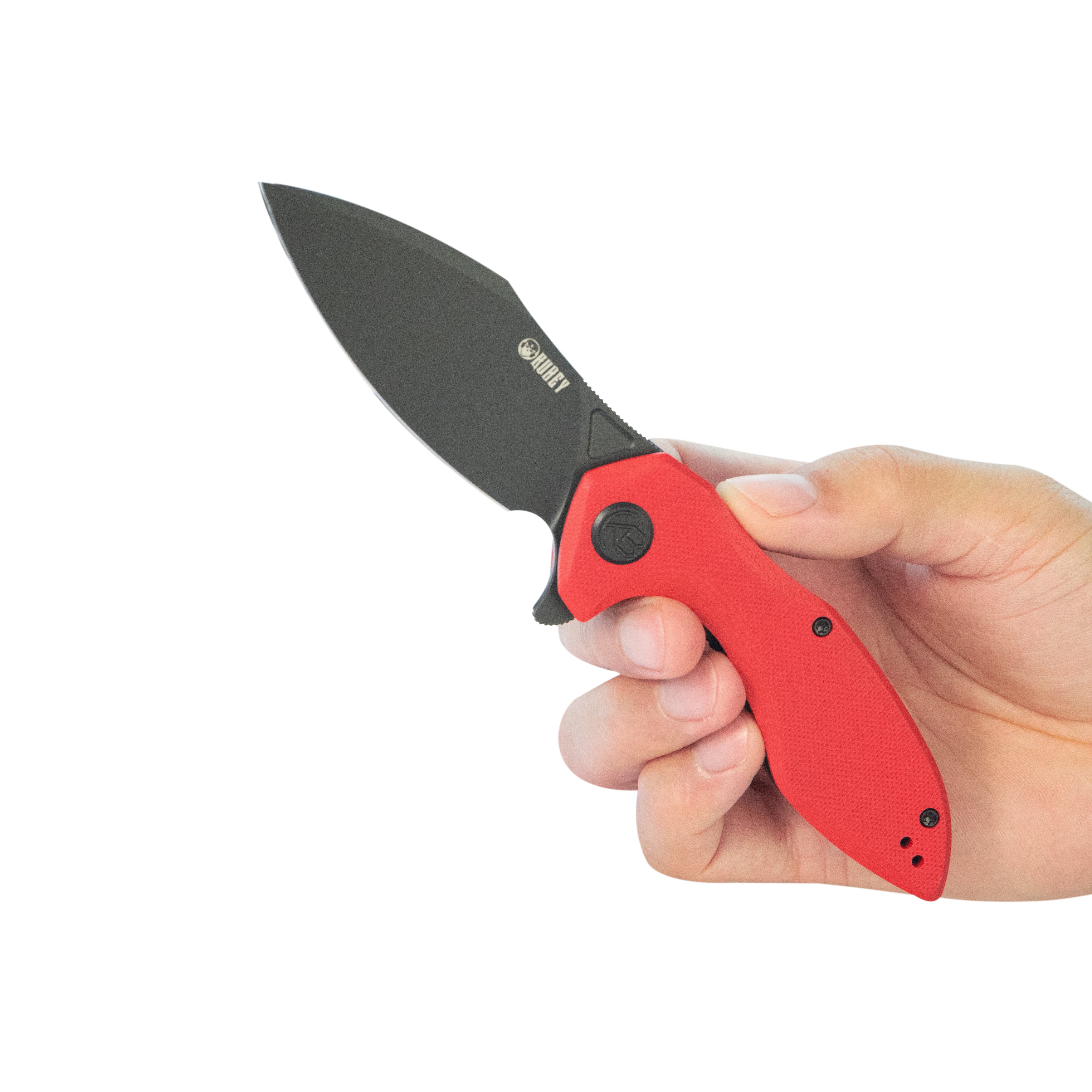Kubey Noble Flipper Folding Knife Red G10 Handle 3.15" Blackwash 14C28N KU236P