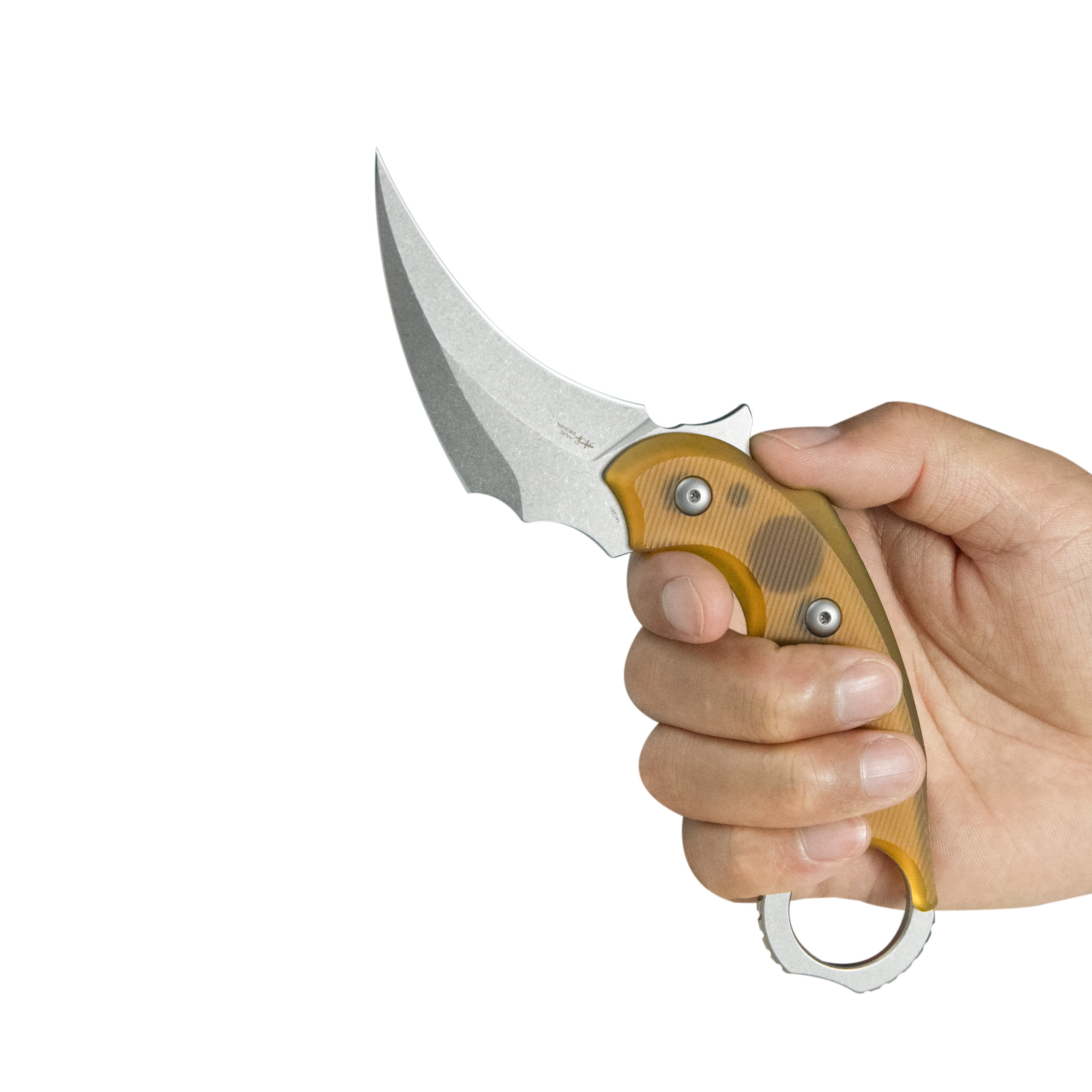 Kubey Velociraptor Pikal Karambit Fixed Blade Knife Ultem Handle 2.99" Beadblast 14C28N Blade KU448B